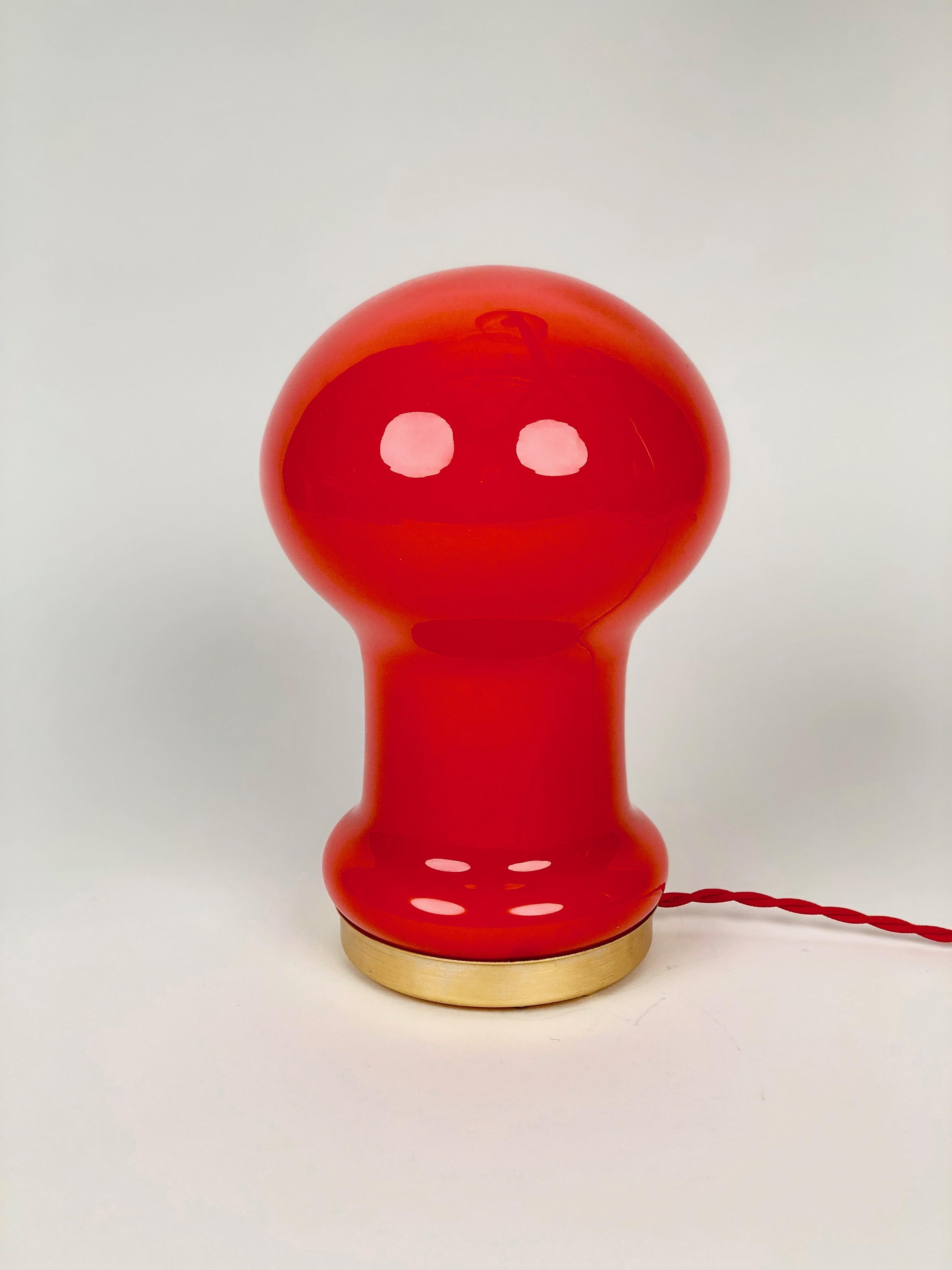 Mid-Century Modern Mid-Century Table Lamp in Red Orange Opaline Glass, Designed by Stepan Tabery  For Sale