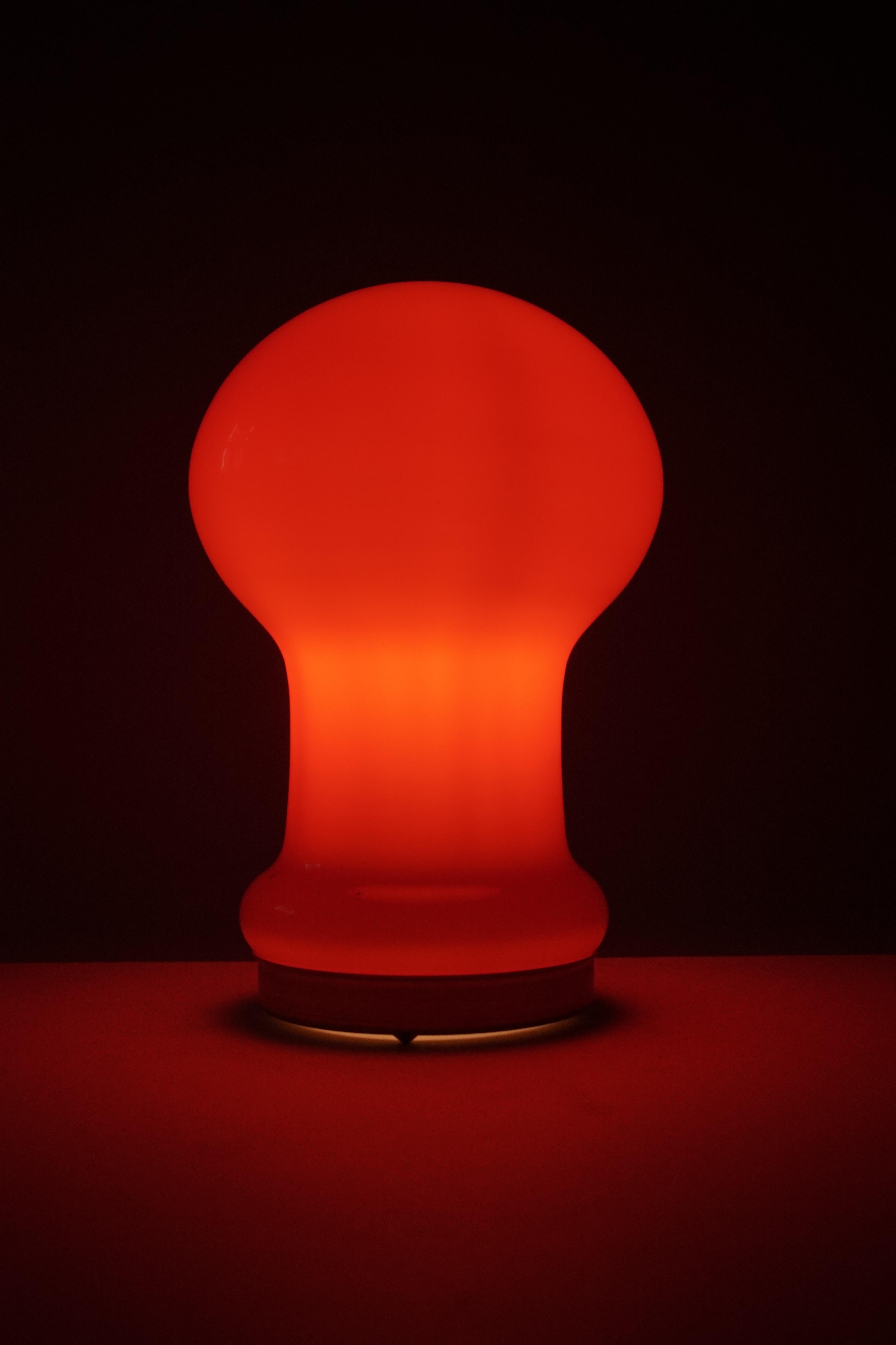 Mid-Century Table Lamp in Red Orange Opaline Glass, Designed by Stepan Tabery  For Sale 2