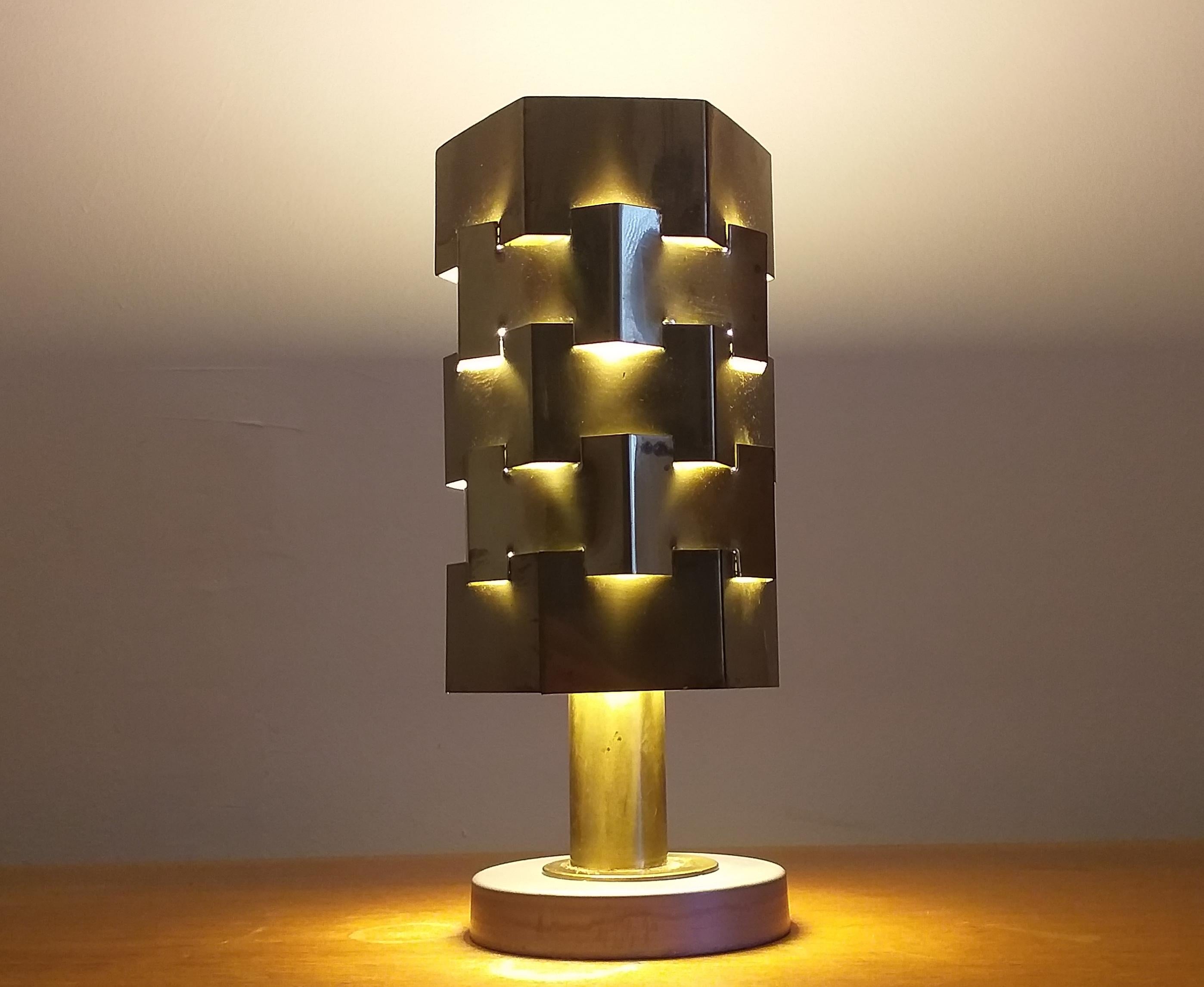 Metal Midcentury Table Lamp in Style of Max Sauze, 1960s For Sale