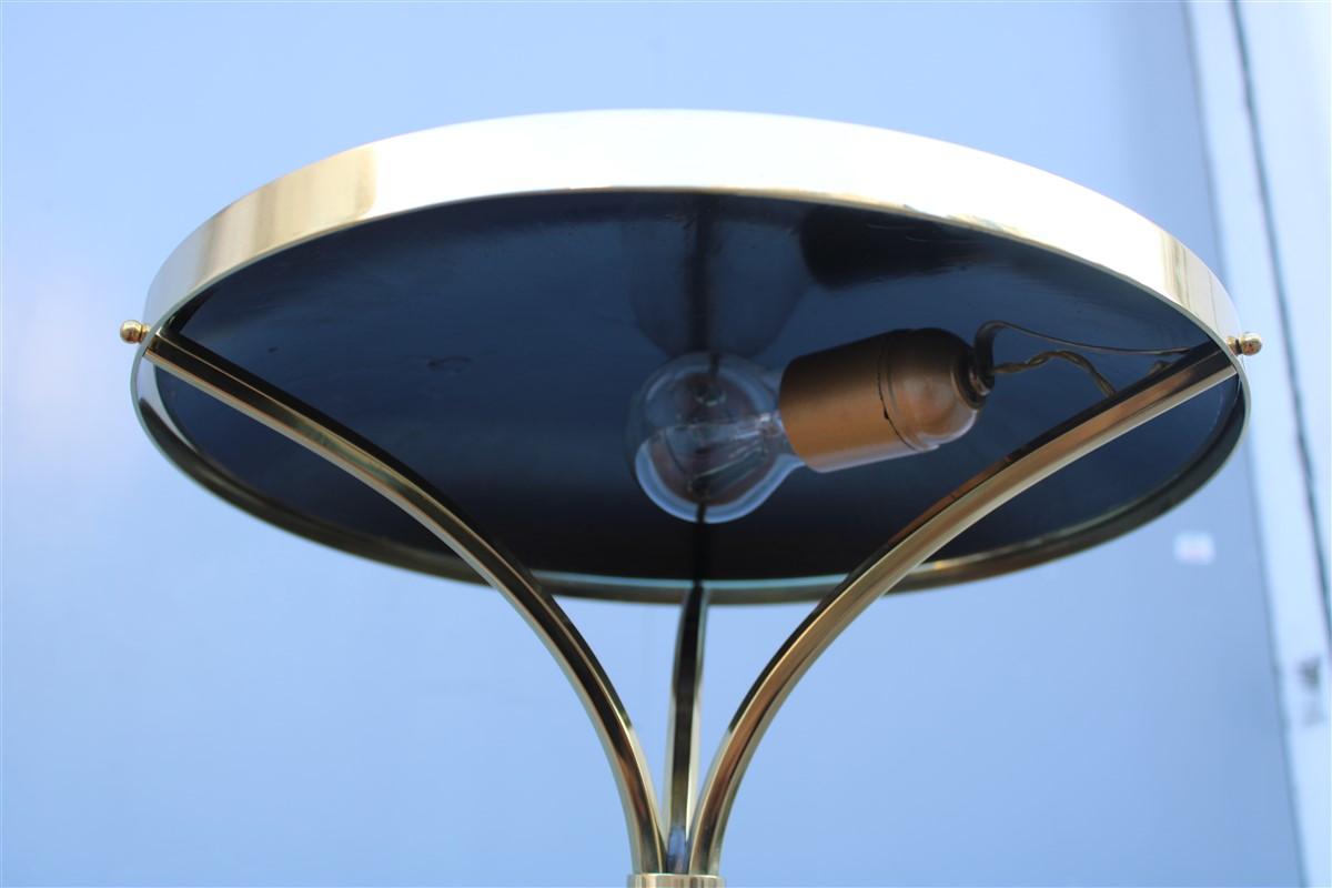 Mid-20th Century Mid-Century Table Lamp Italian Design Cristal Concave Cobalt Blue Brass Part For Sale