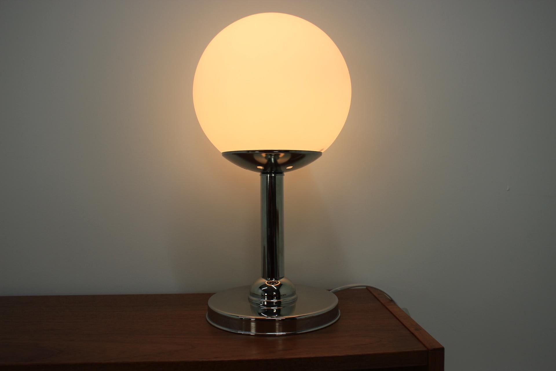 Opaline Glass Midcentury Table Lamp Kamenicky Senov, 1970s