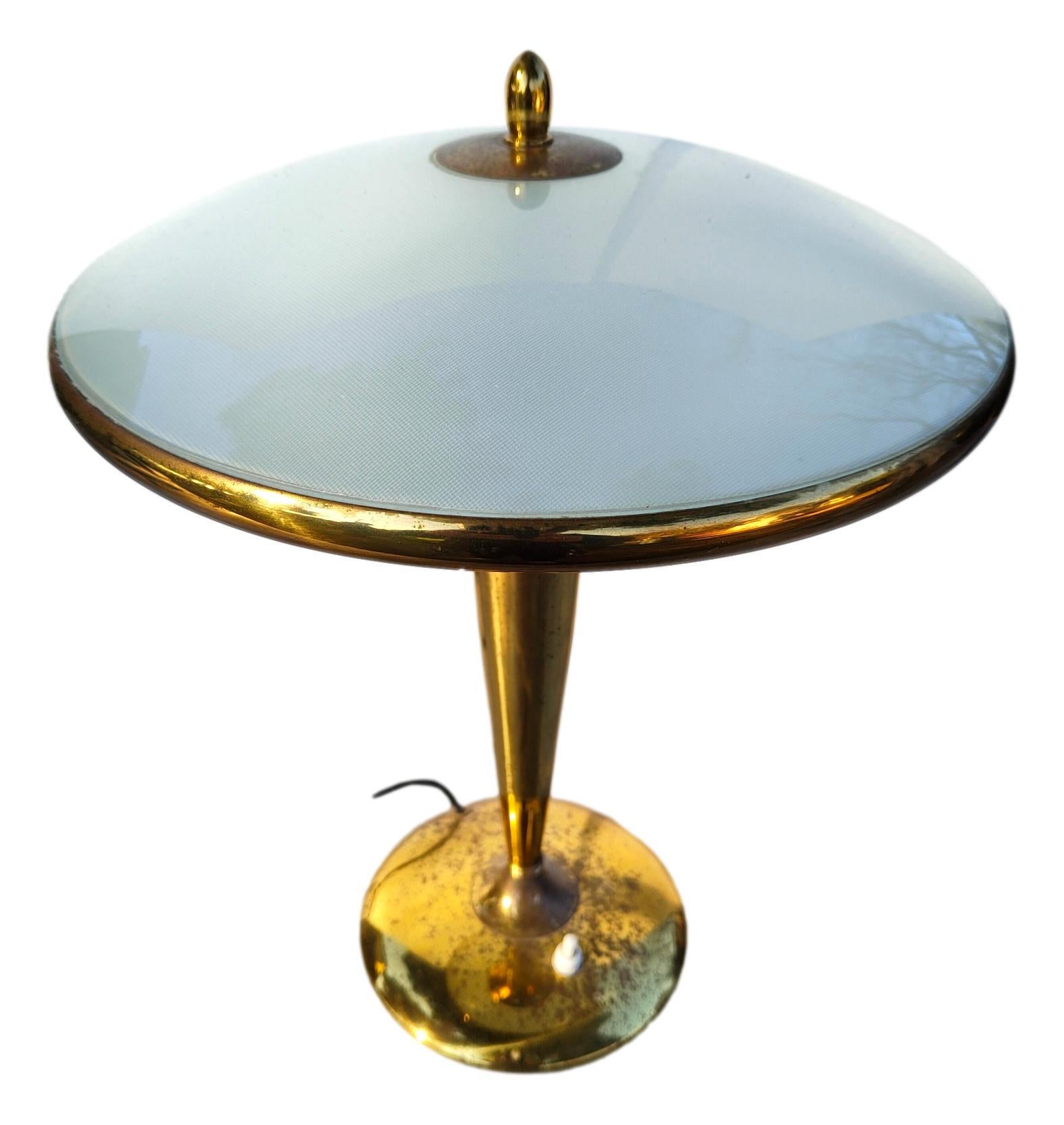 Mid-Century Modern Midcentury Table Lamp Oscar Torlasco Fontana Arte Pietro Chiesa Style, 1950s For Sale
