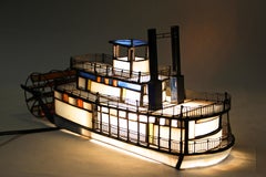 Midcentury Table Lamp "Paddle Steamer" - Tiffany Style, Austria, circa 1950