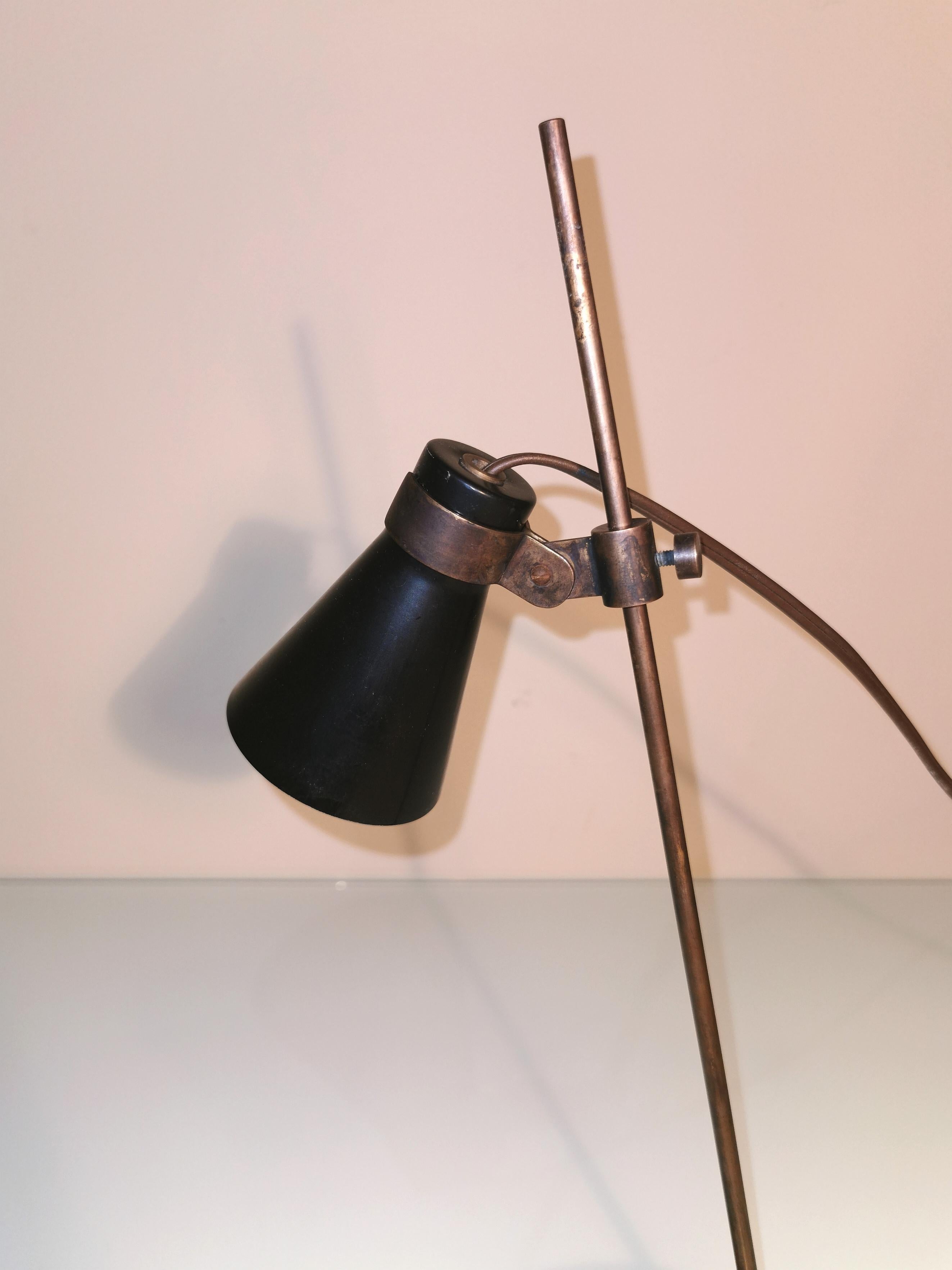 Italian Midcentury Table Lamp Sasso by Luigi Caccia Dominioni in Brass, Aluminum, 1948