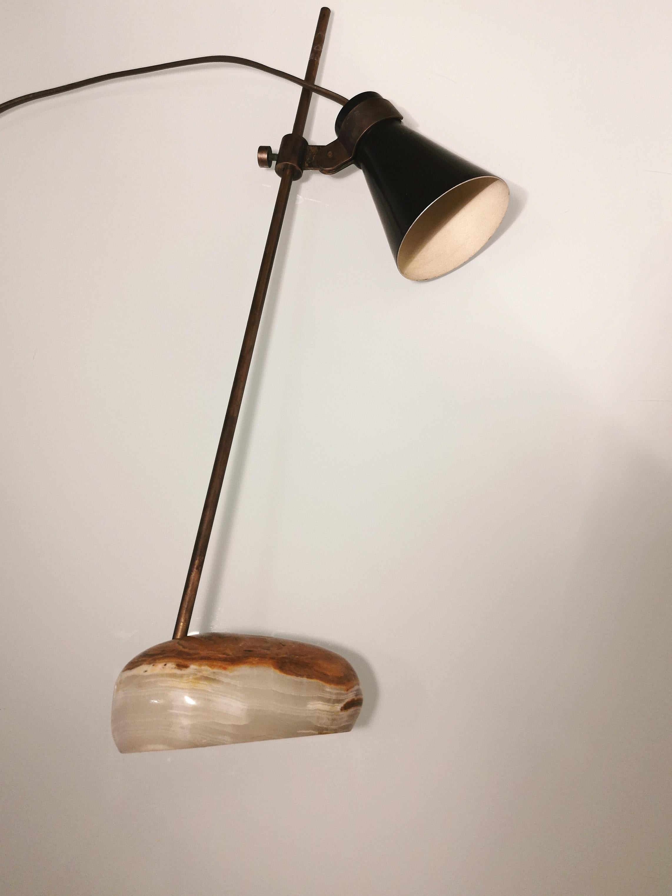 20th Century Midcentury Table Lamp Sasso by Luigi Caccia Dominioni in Brass, Aluminum, 1948