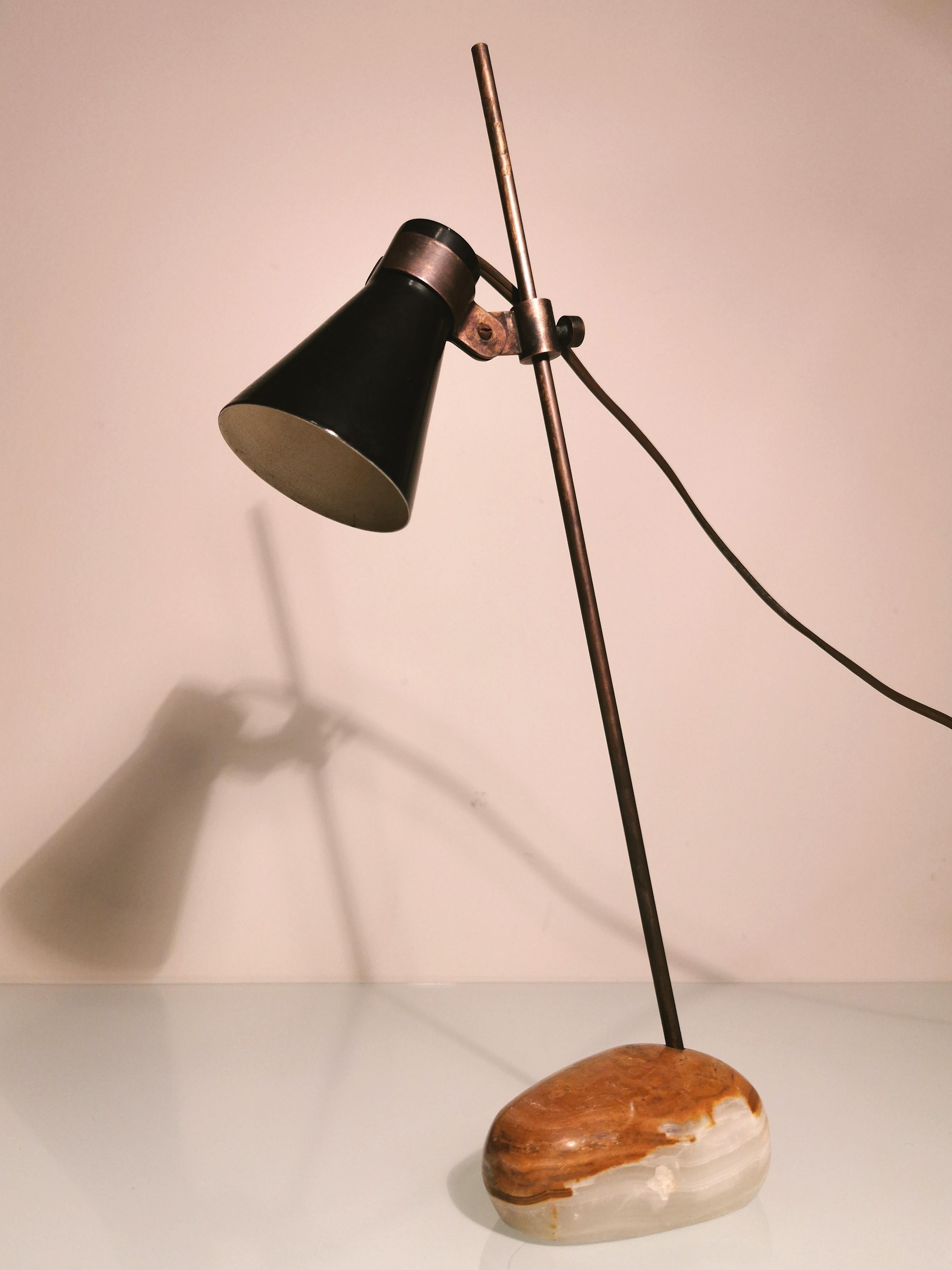Midcentury Table Lamp Sasso by Luigi Caccia Dominioni in Brass, Aluminum, 1948 2
