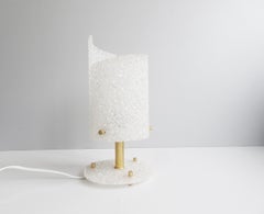 Mid-Century Table Lamp, Snowflake Resin and Brass, France 1960s