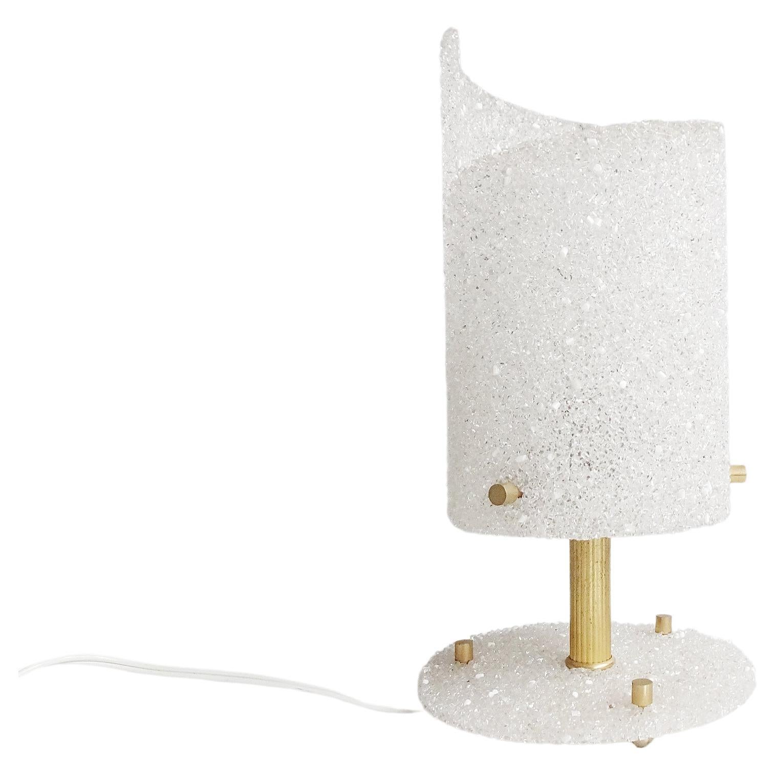 Mid-Century Table Lamp, Snowflake Resin and Brass, France 1960s For Sale