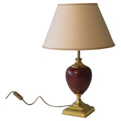 Lampe de table du milieu du siècle avec base en cuir Brown par Deknudt Lighting, Belgique 1970