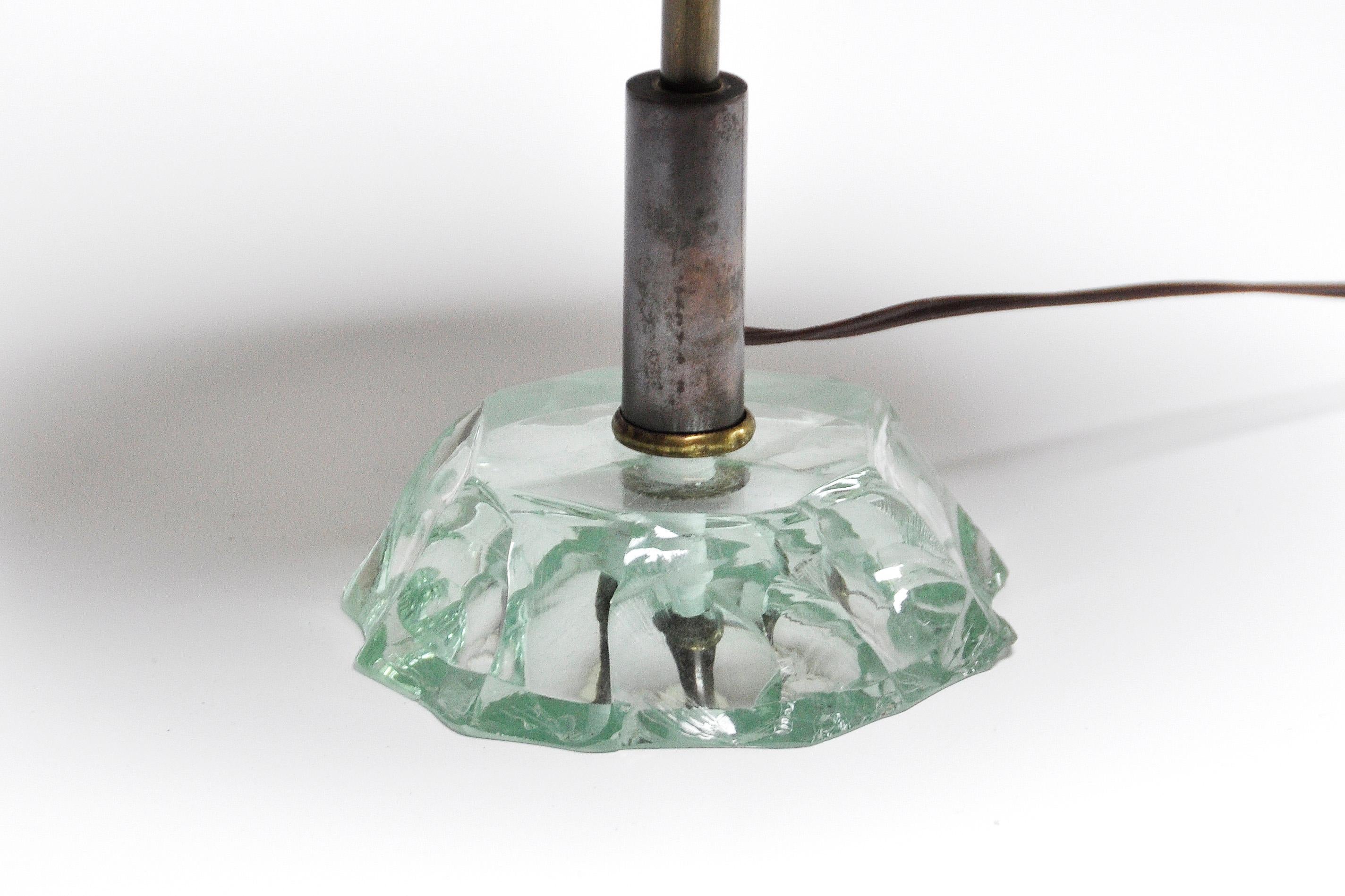 Mid-Century Table Lamp with Crystal Glass Base by Max Ingrand for Fontana Arte 1
