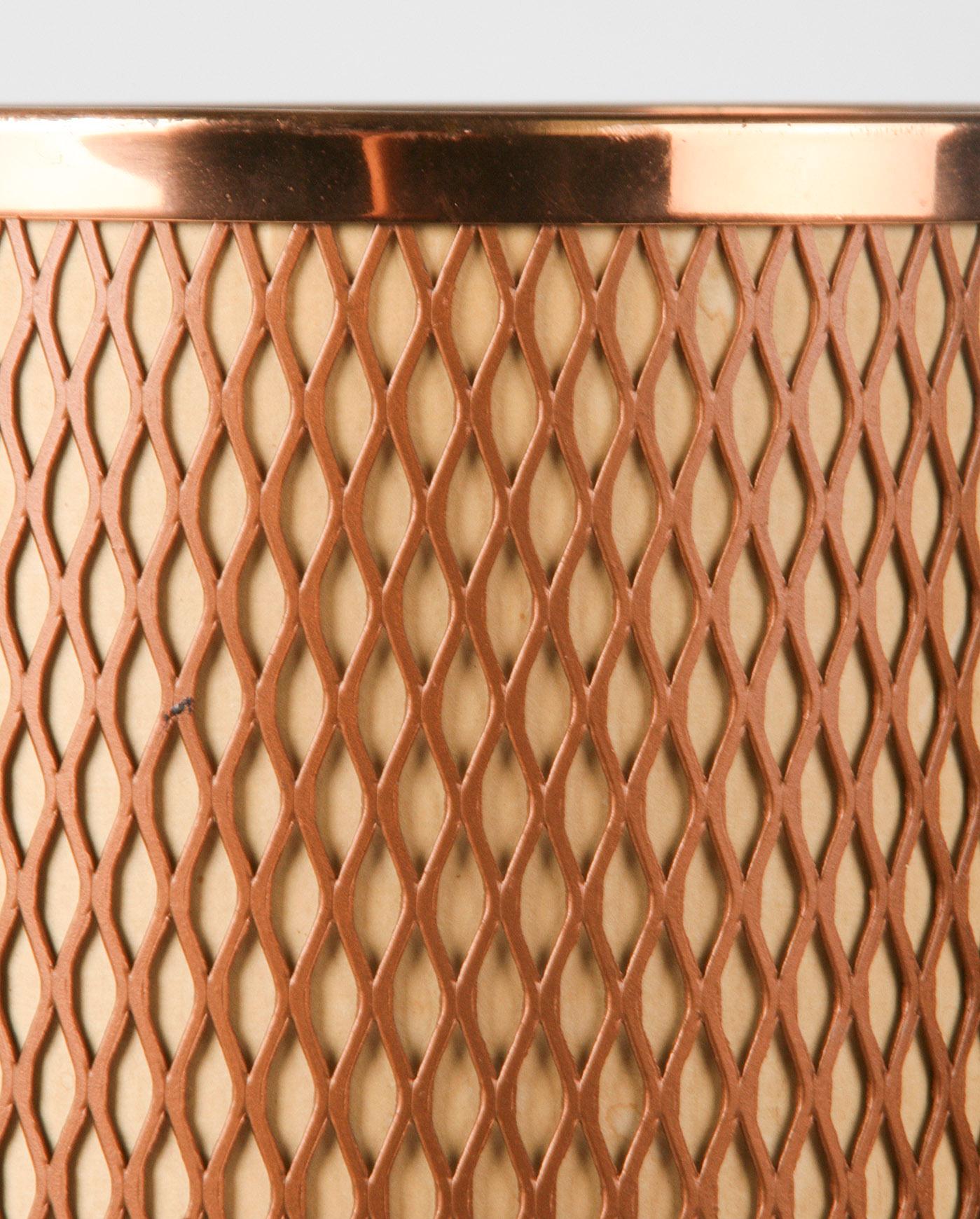 Mid-Century Modern Midcentury Table Lamp with Diamonds Lattice Pattern Copper Shade
