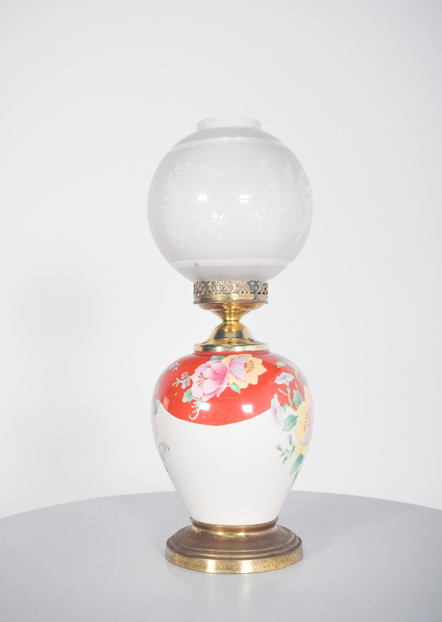 Portugais Lampe de table du milieu du siècle en métal et céramique en vente