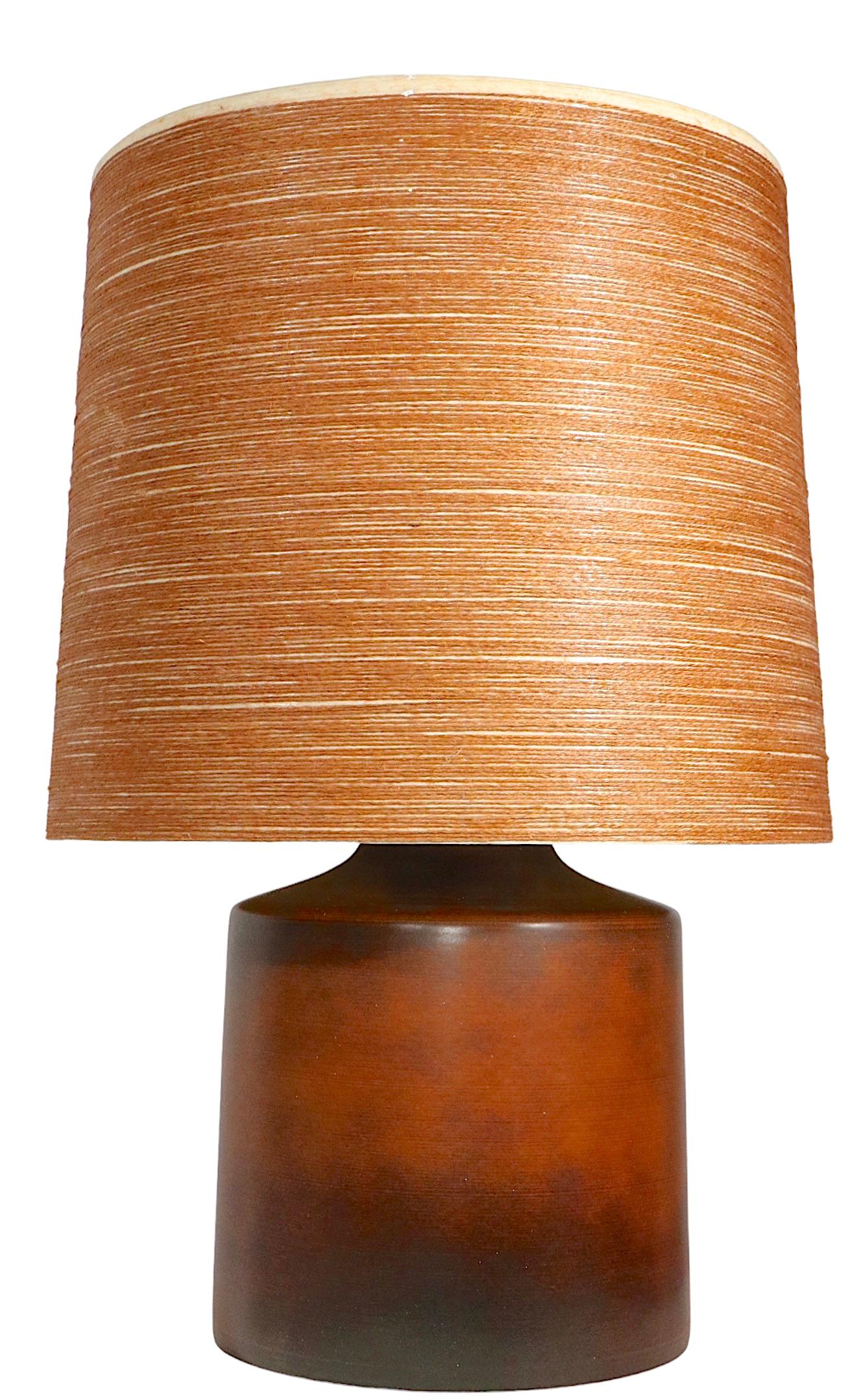 Ceramic Mid-Century Table Lamp with Original Shade by Lotte & Gunnar Bostlund For Sale