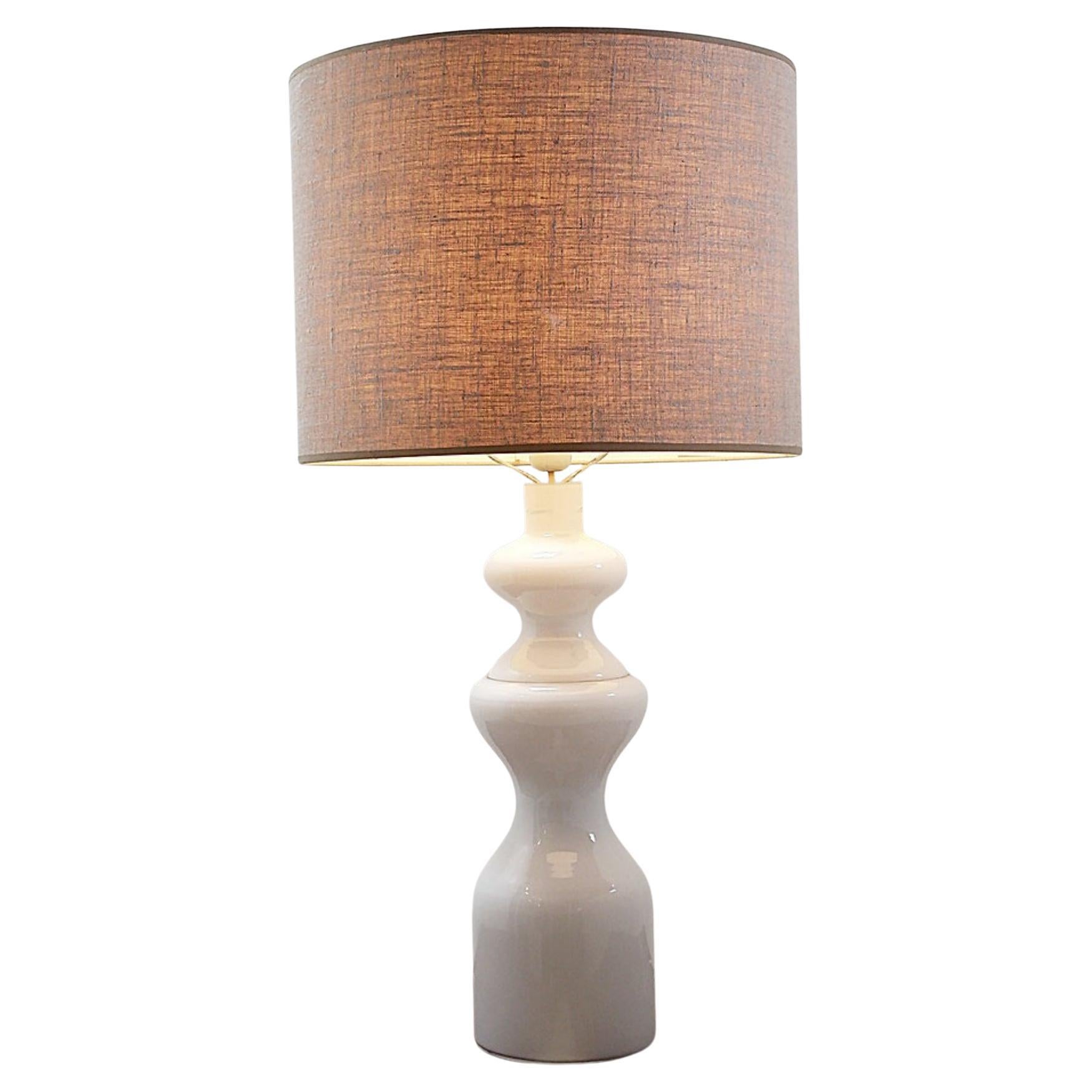 Mid-Century Table Lamp with White Opal Glass Base, Sculptural Design