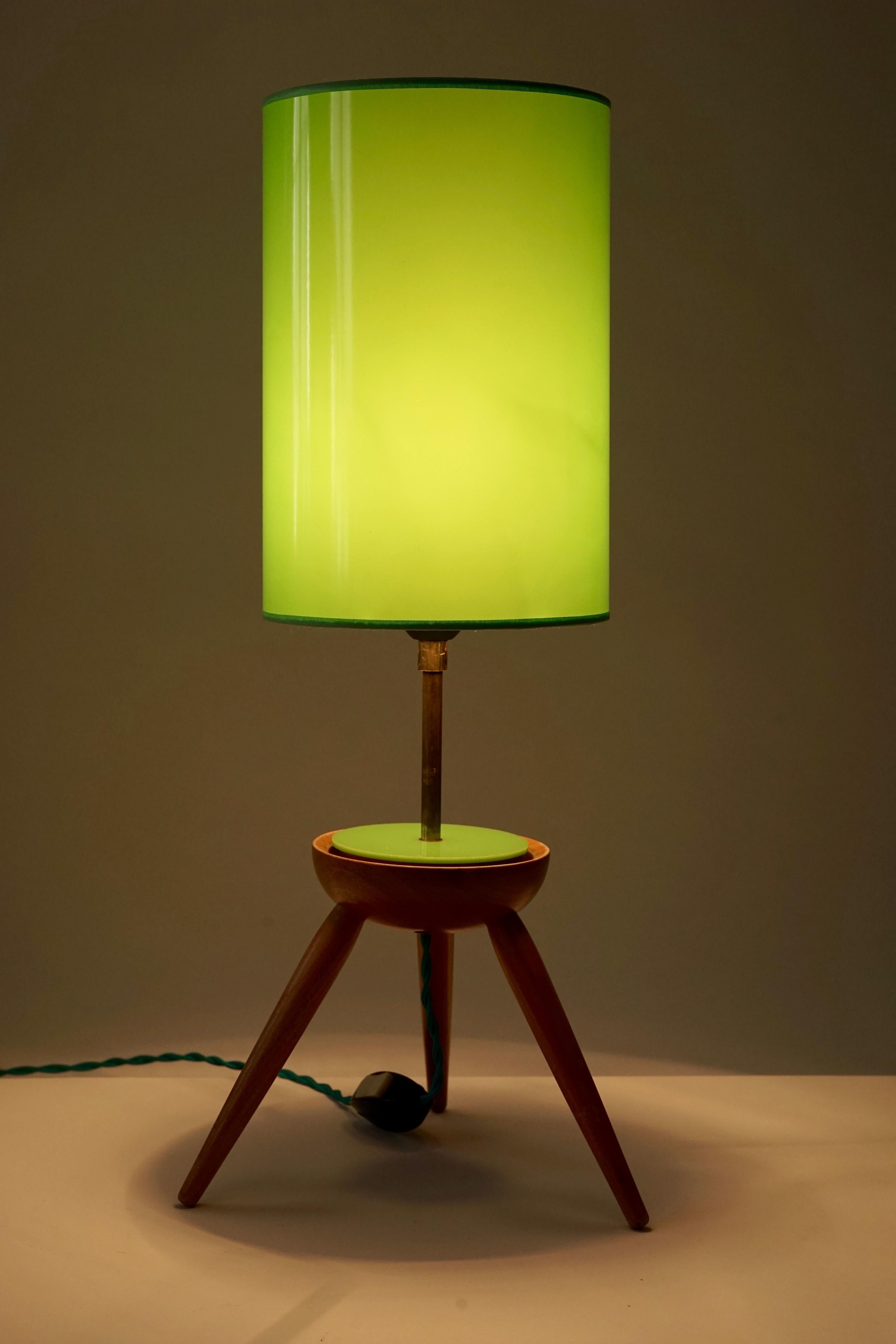 Midcentury Table Lamp with Wooden Base For Sale 1
