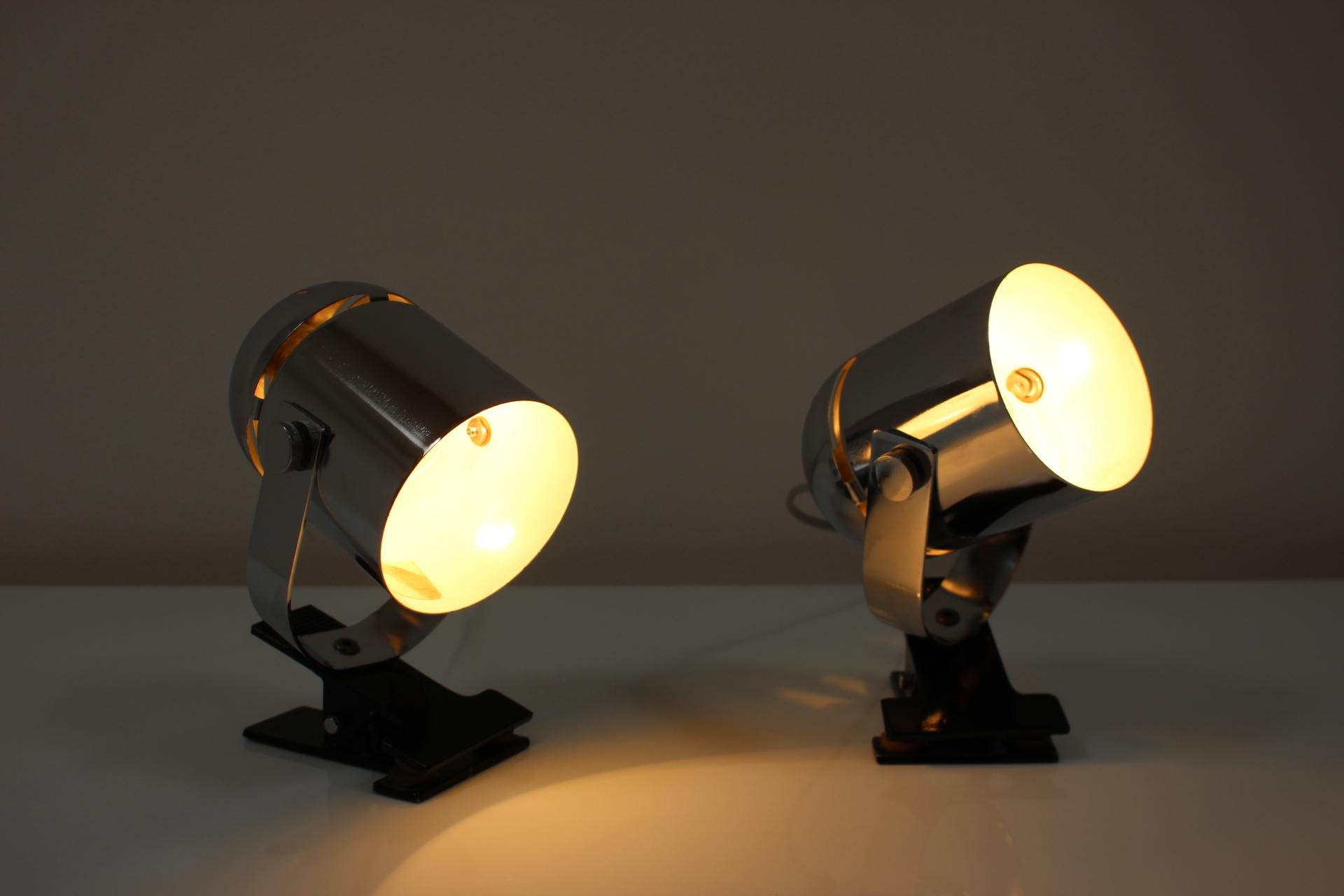 Metal Mid-Century Table Lamps Designed by Stanislav Indra, 1970's For Sale