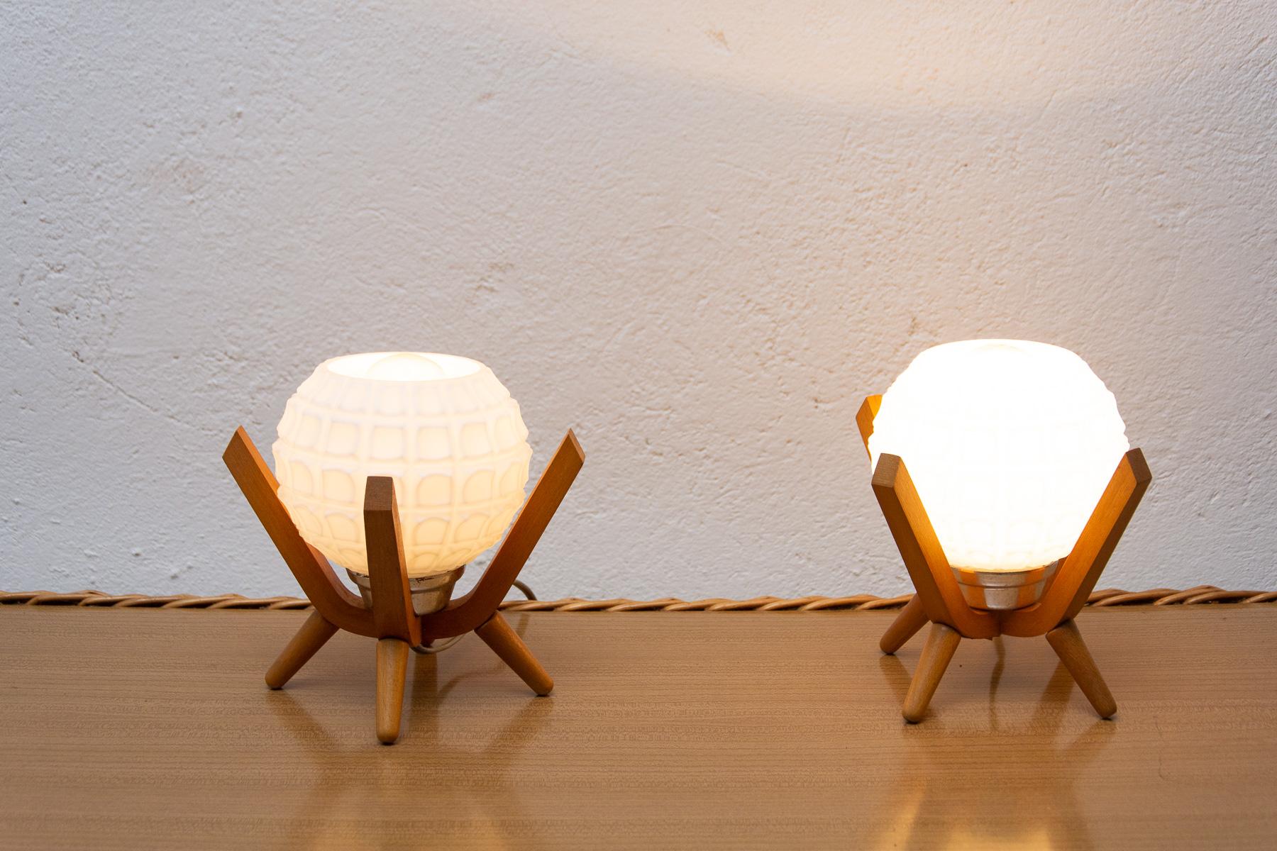 Mid Century Table Lamps Drevo Humpolec, Czechoslovakia, 1960´s, Set of 2 9