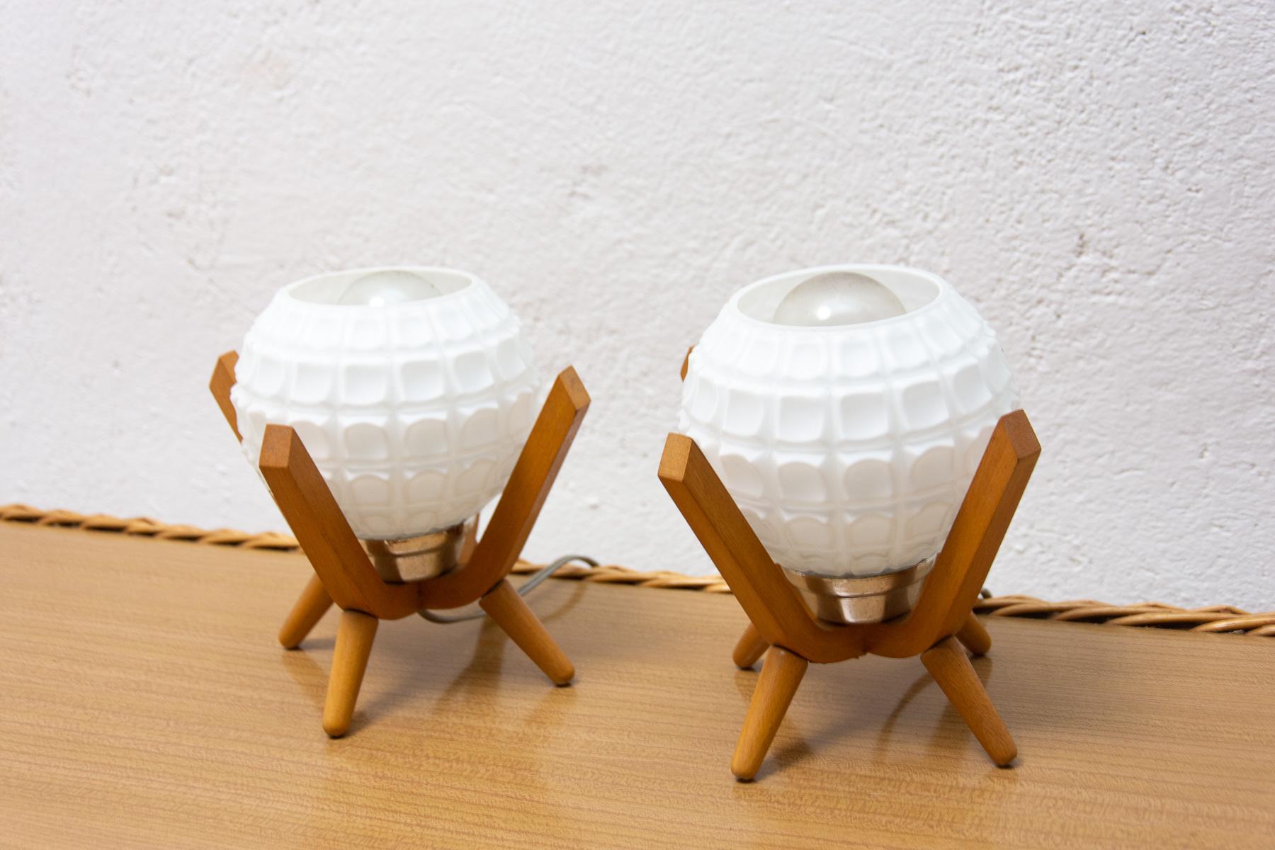 Mid-Century Modern Mid Century Table Lamps Drevo Humpolec, Czechoslovakia, 1960´s, Set of 2