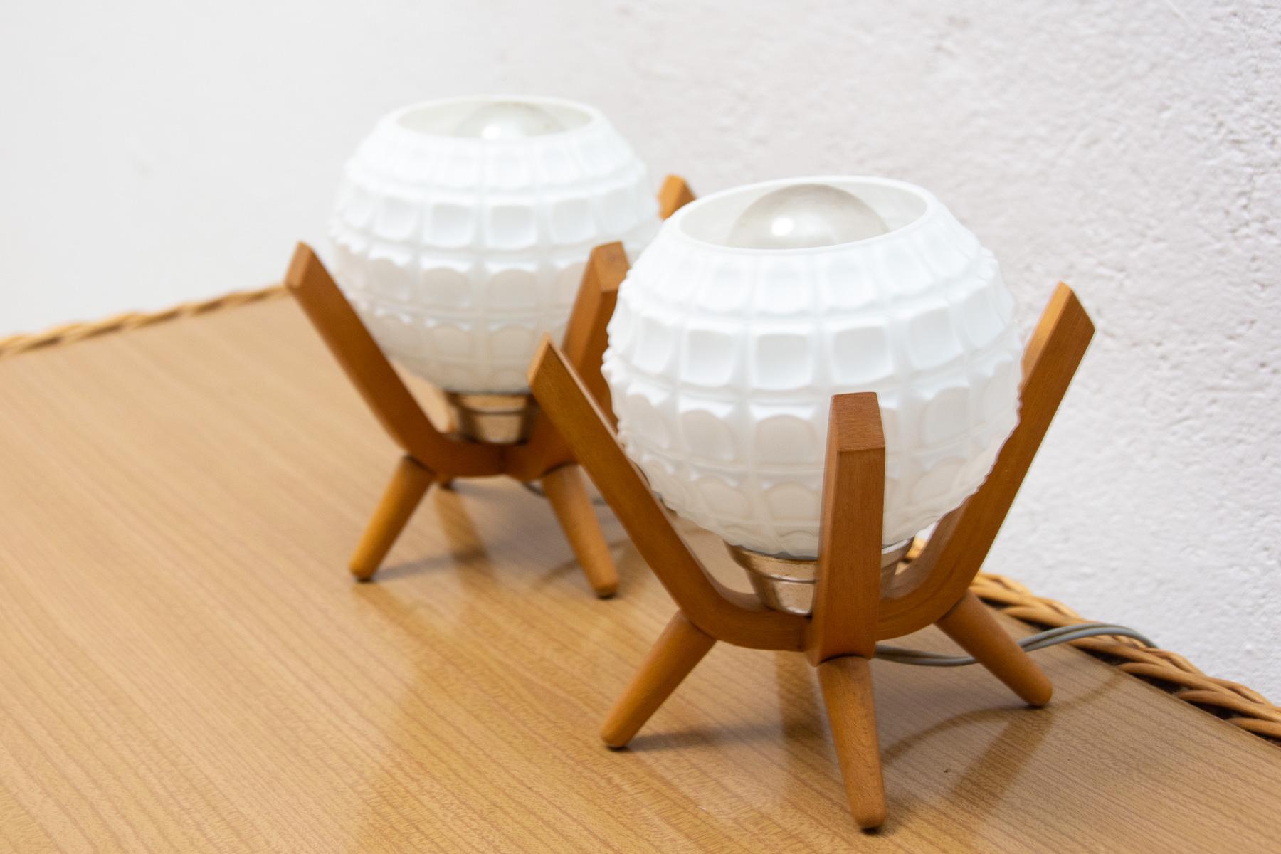 20th Century Mid Century Table Lamps Drevo Humpolec, Czechoslovakia, 1960´s, Set of 2