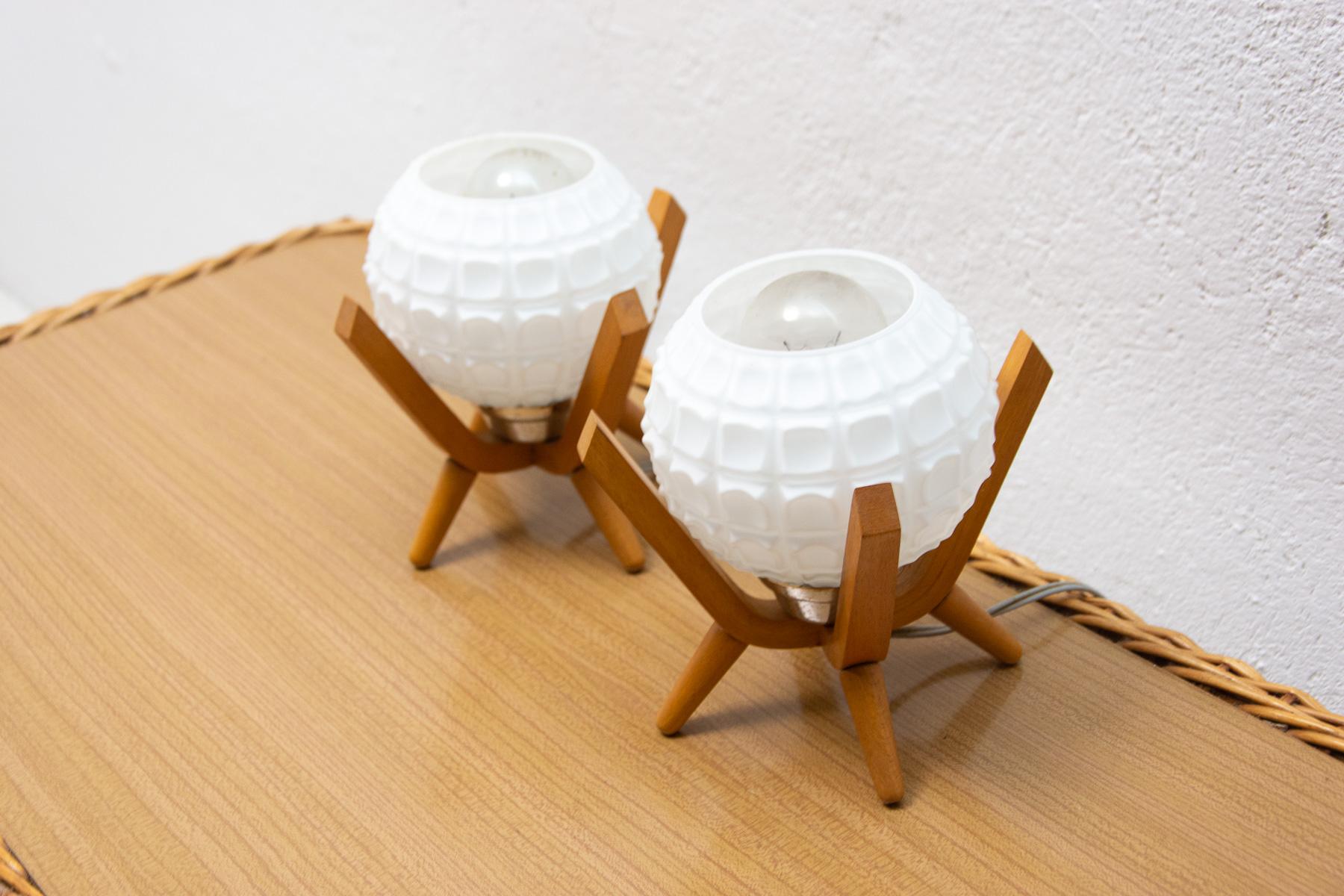 Mid Century Table Lamps Drevo Humpolec, Czechoslovakia, 1960´s, Set of 2 1