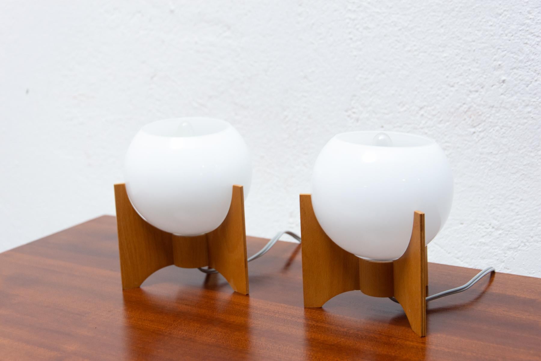 Mid-Century Modern Mid Century Table Lamps Drevo Humpolec, Czechoslovakia, 1970´s, Set of 2