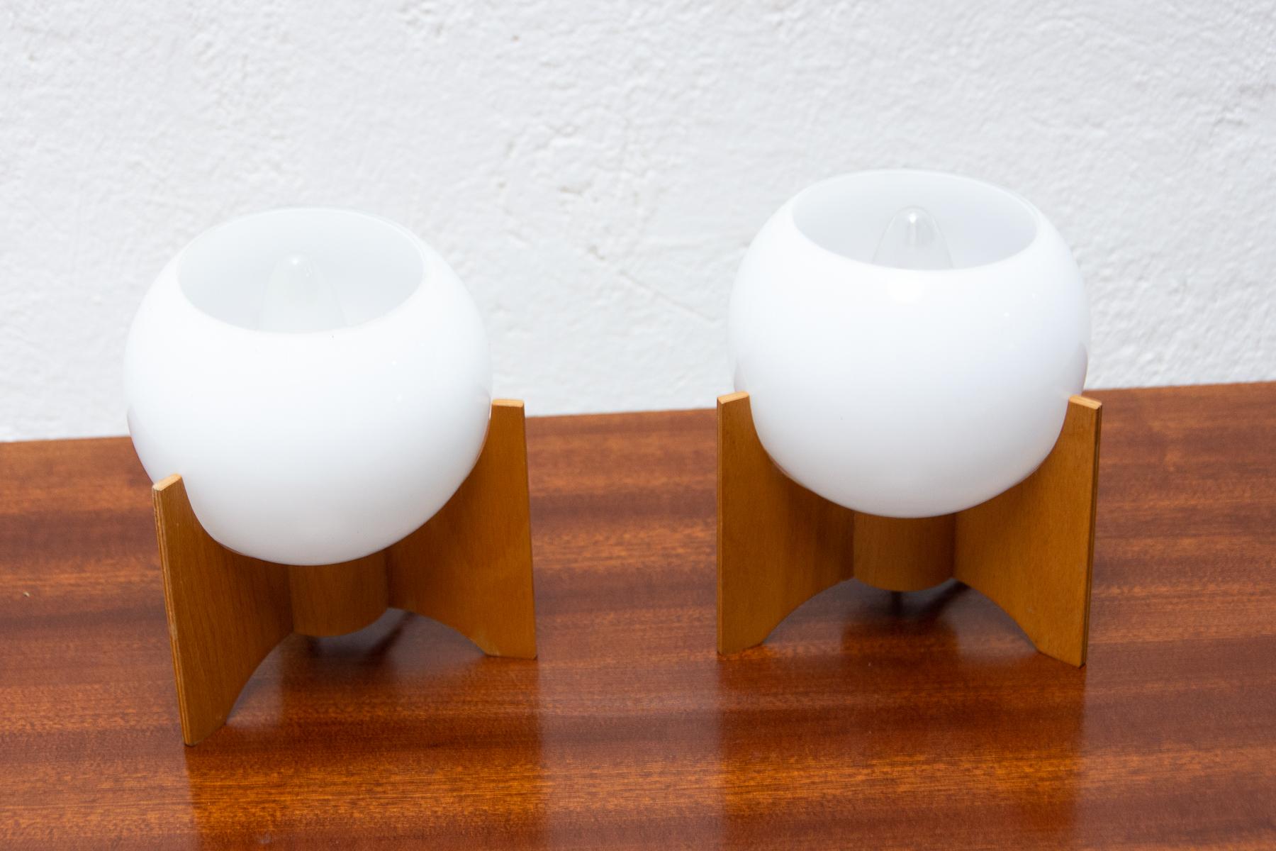 20th Century Mid Century Table Lamps Drevo Humpolec, Czechoslovakia, 1970´s, Set of 2