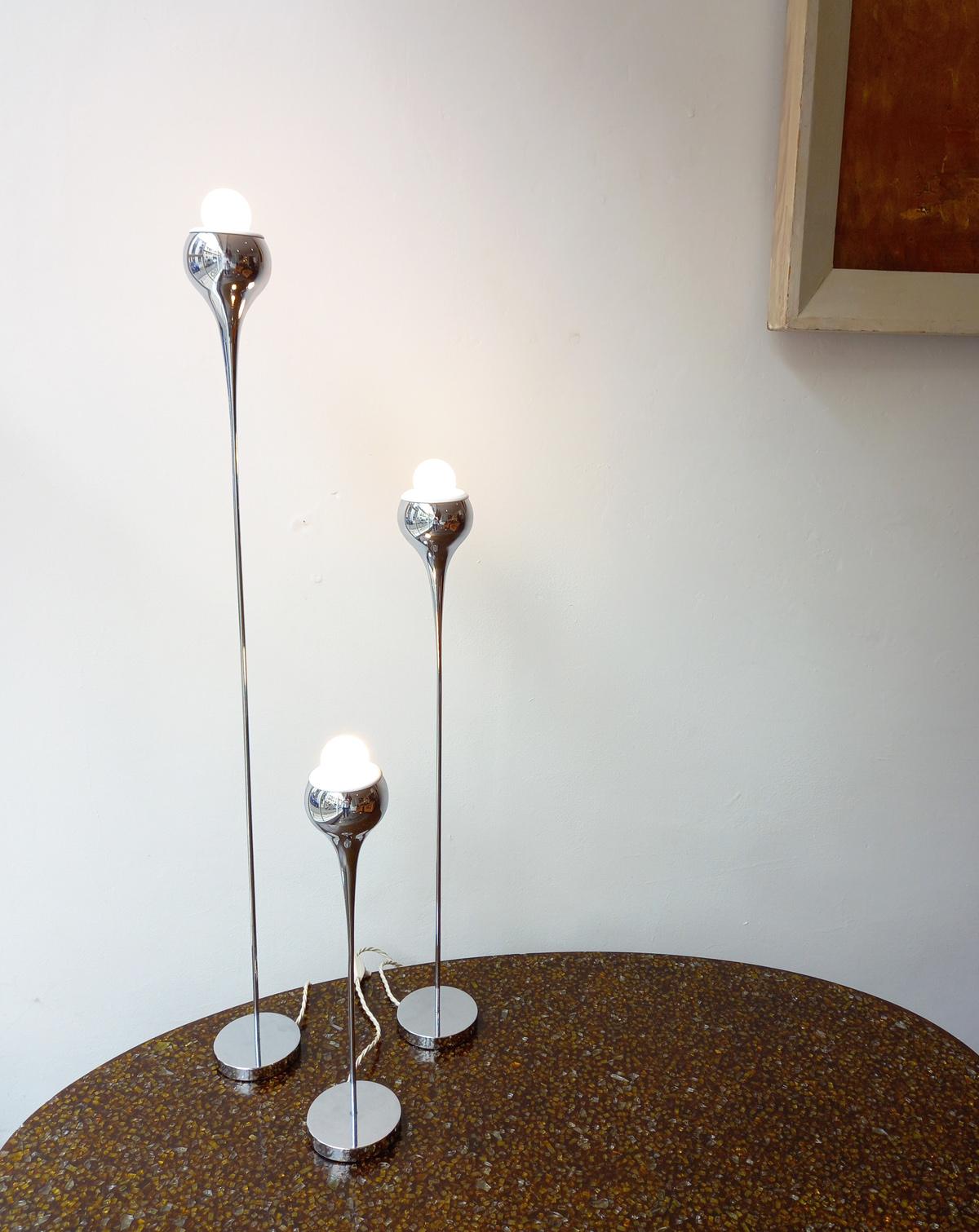 Mid-Century Modern Mid-Century Table Lamps / Floor Lamps Att. Angelo Brotto, Set of 3 For Sale