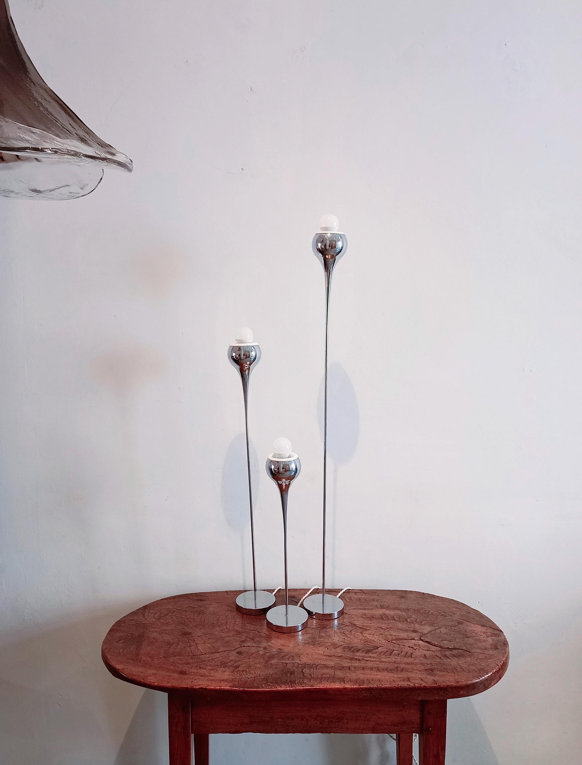Metal Mid-Century Table Lamps / Floor Lamps Att. Angelo Brotto, Set of 3 For Sale