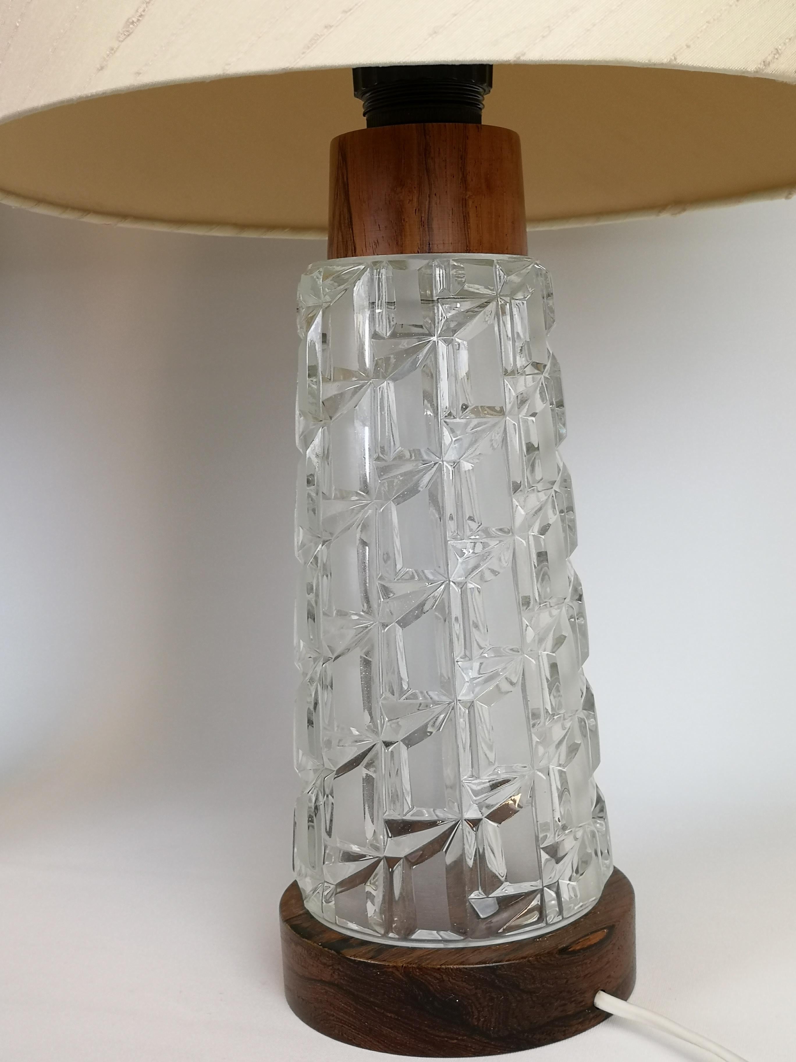 Mid-Century Modern Midcentury Table Lamps Orrefors Teak and Glass Sweden