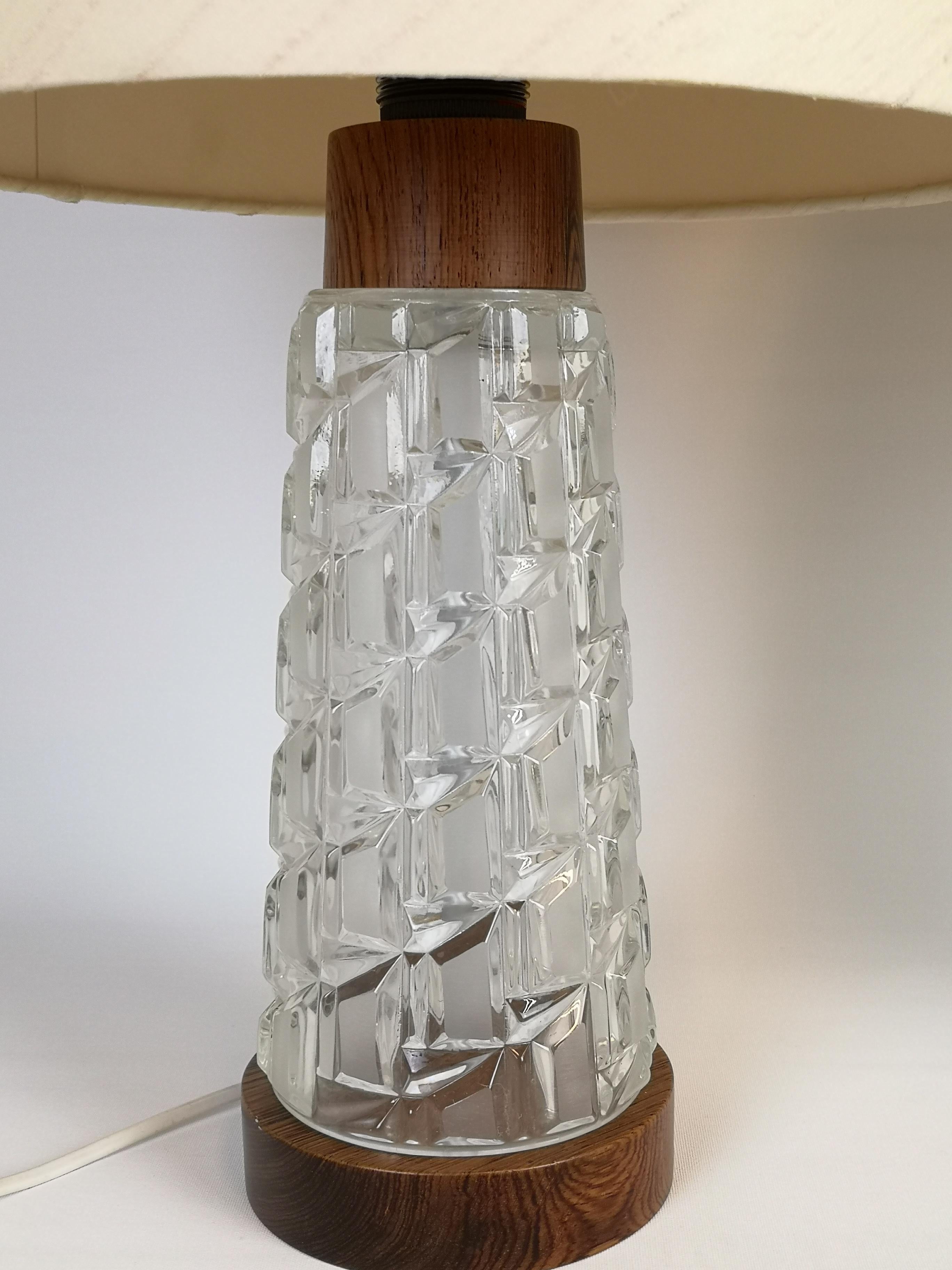 Midcentury Table Lamps Orrefors Teak and Glass Sweden 2