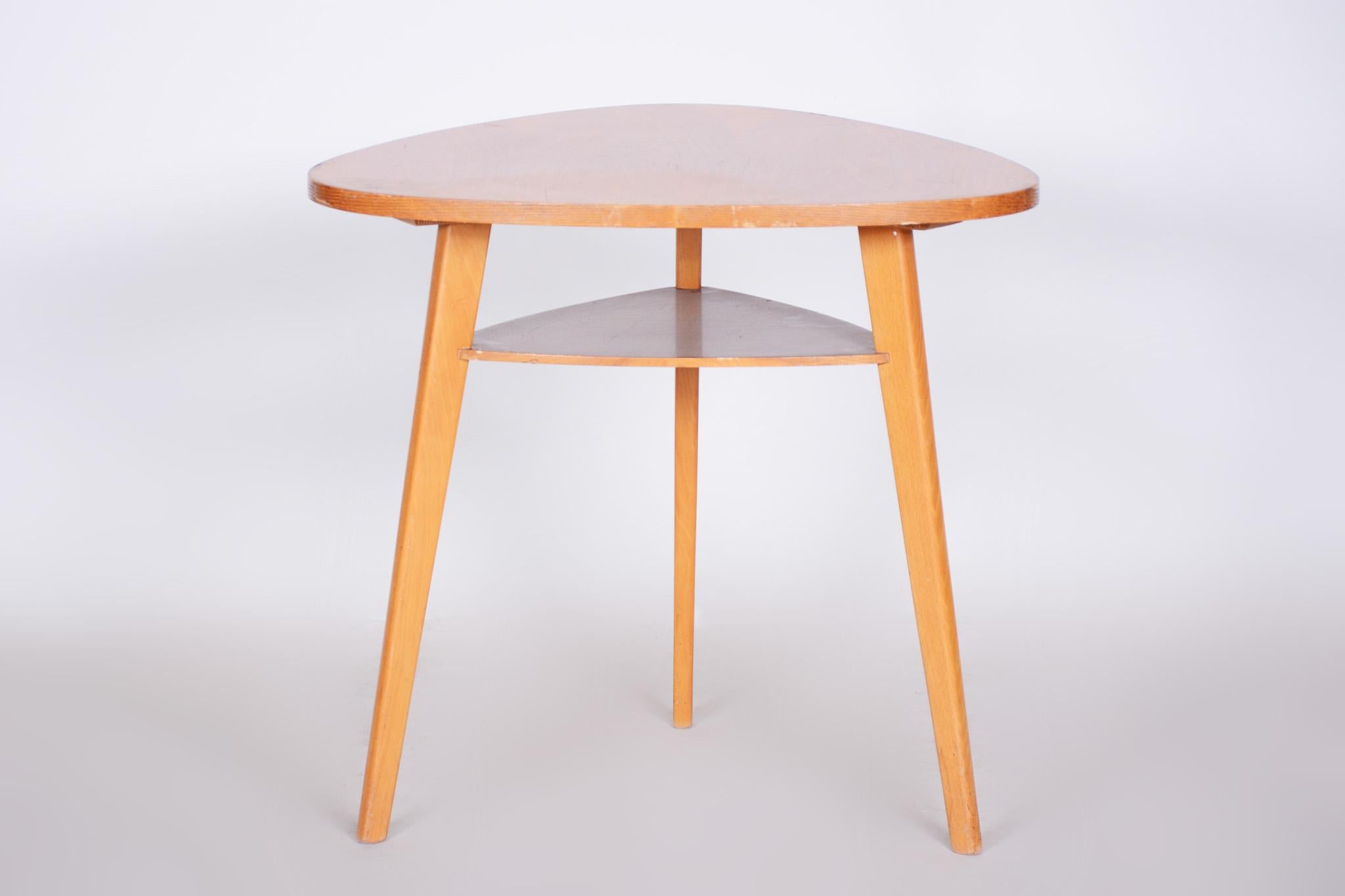 Mid-Century Modern Mid Century Table, Made in Czechia, 1950s, Original Condition, Beech & Oak For Sale