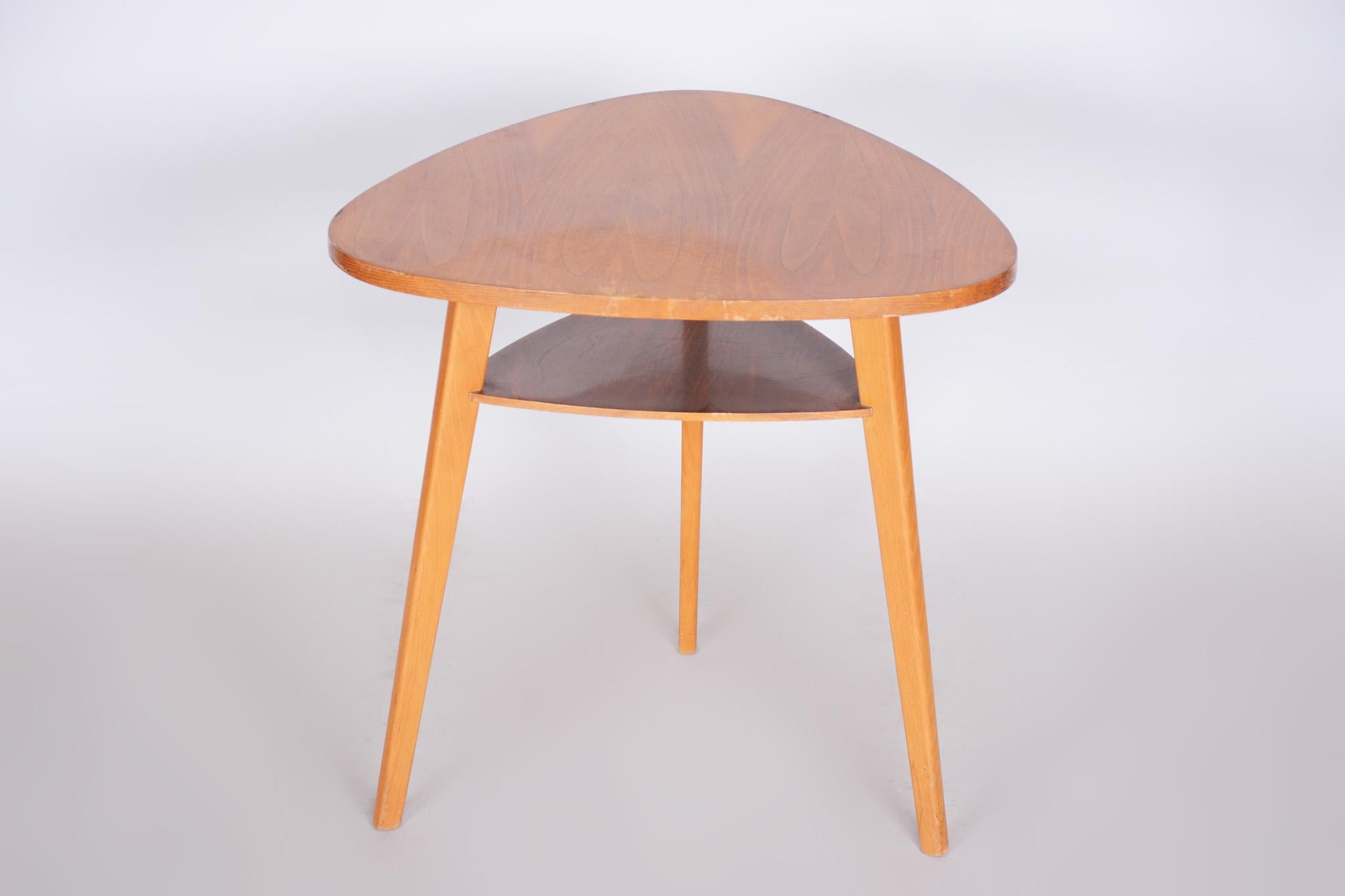 Mid Century Table, Made in Czechia, 1950s, Original Condition, Beech & Oak In Good Condition For Sale In Horomerice, CZ