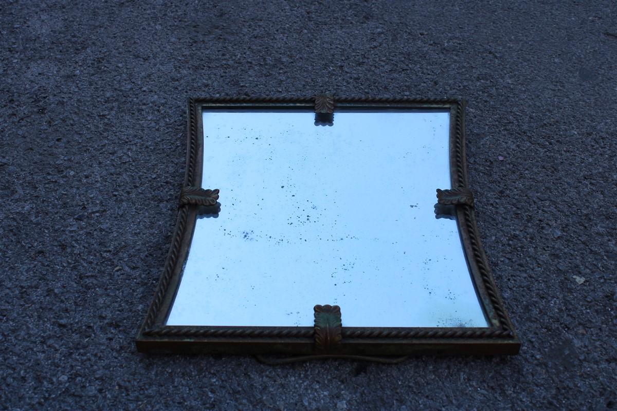 Midcentury Table Mirror Brass Gold Italian Design 1950s Leaves For Sale 2