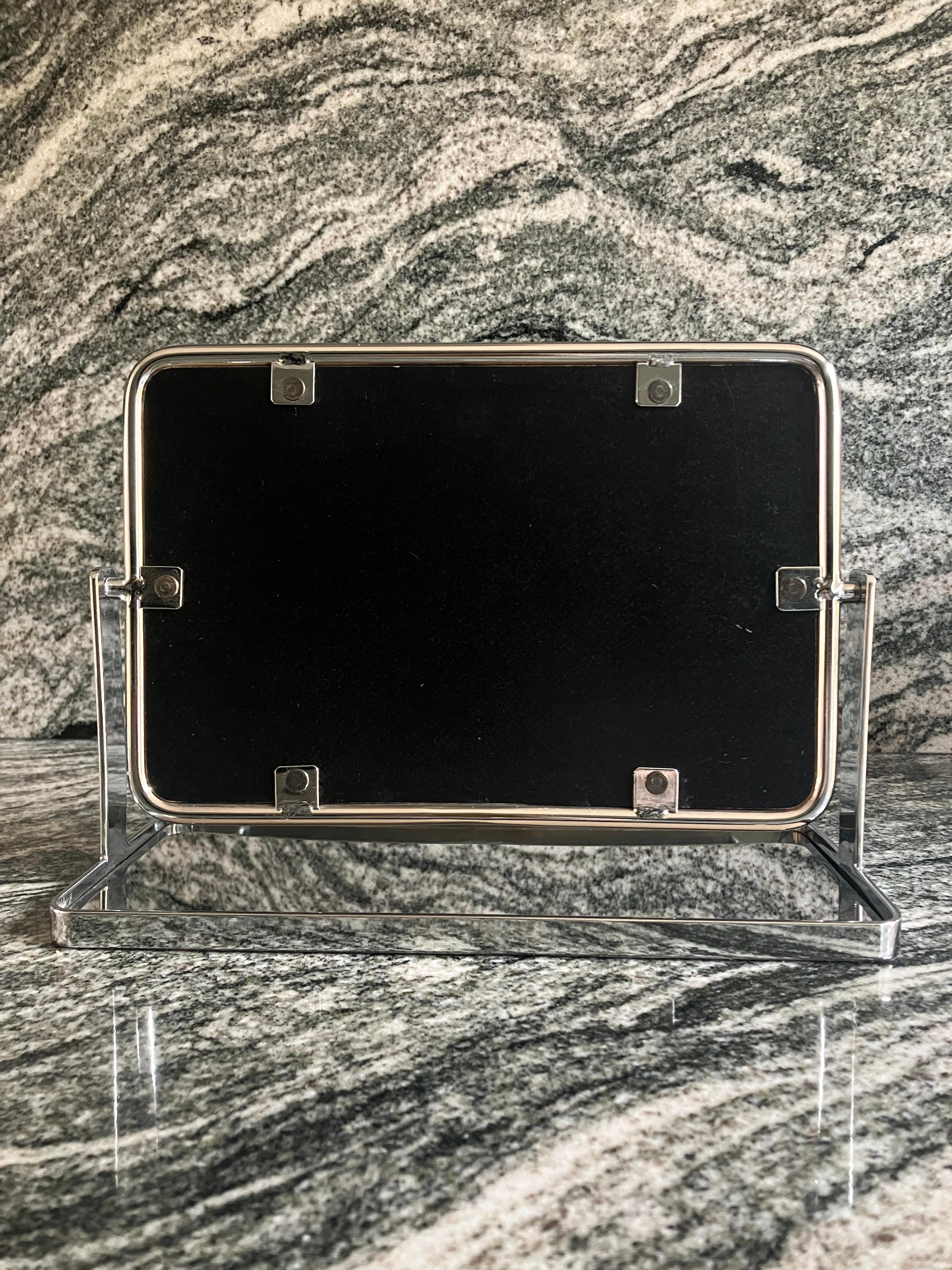 Mid-20th Century Midcentury Table Mirror in Chrome and Glass with Bevel Edges