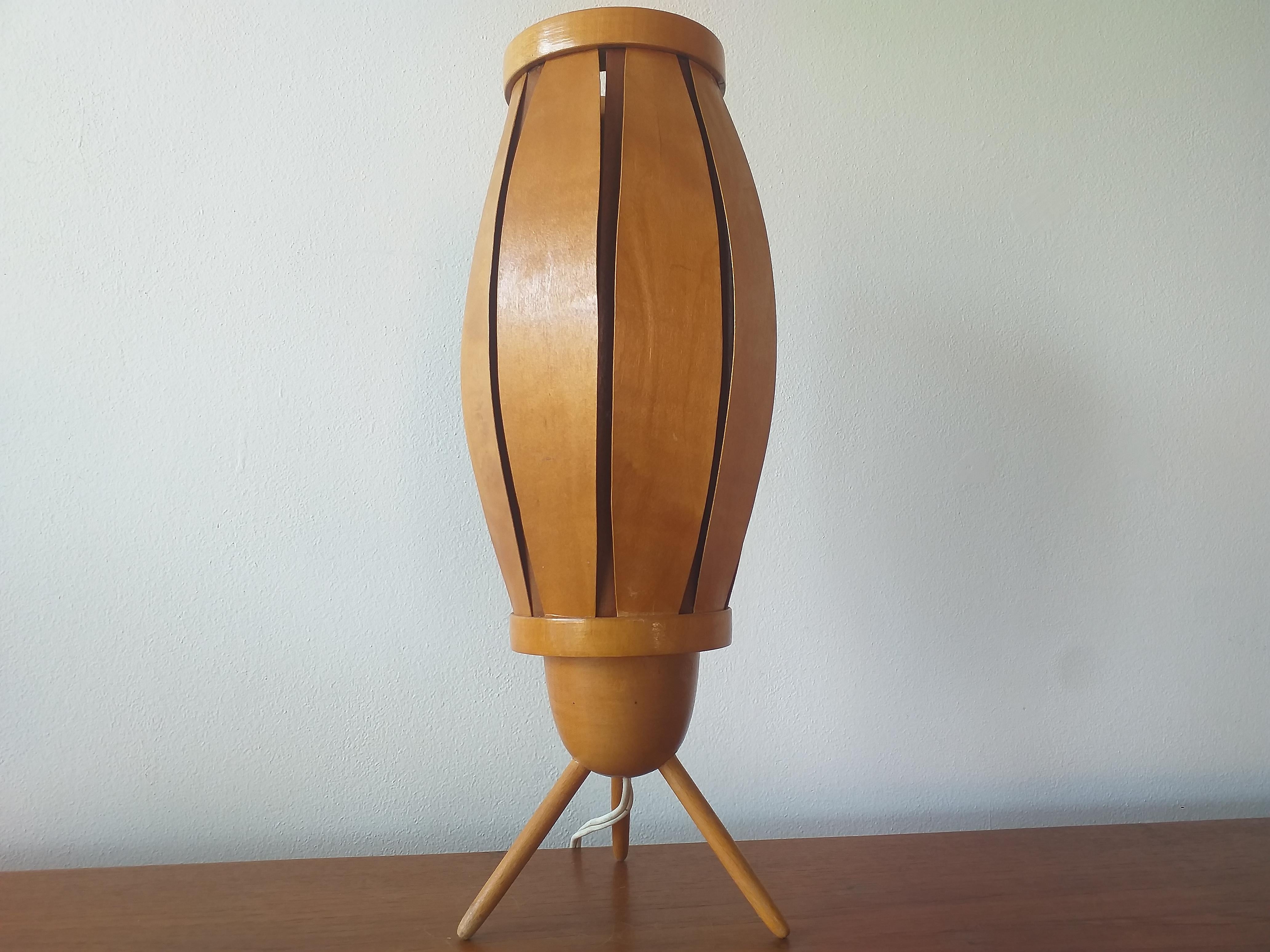 Wood Mid Century Table or Floor Lamp ULUV, 1960s For Sale