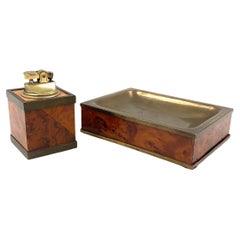 Retro Mid-century Table top smoking set, ashtray and table lighter, Italy 1950s