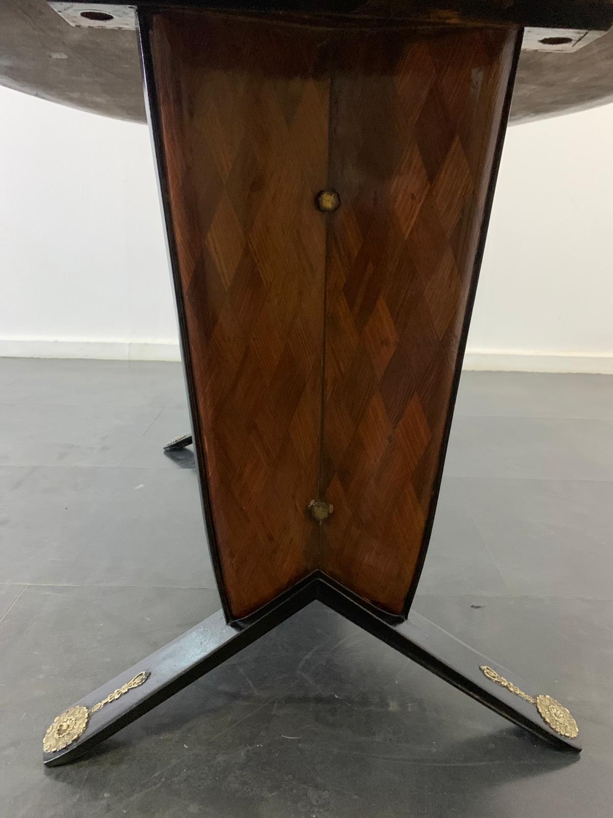 Mid-Century Table with Black Inlays and Mahogany Brass Tips, 1950s For Sale 1