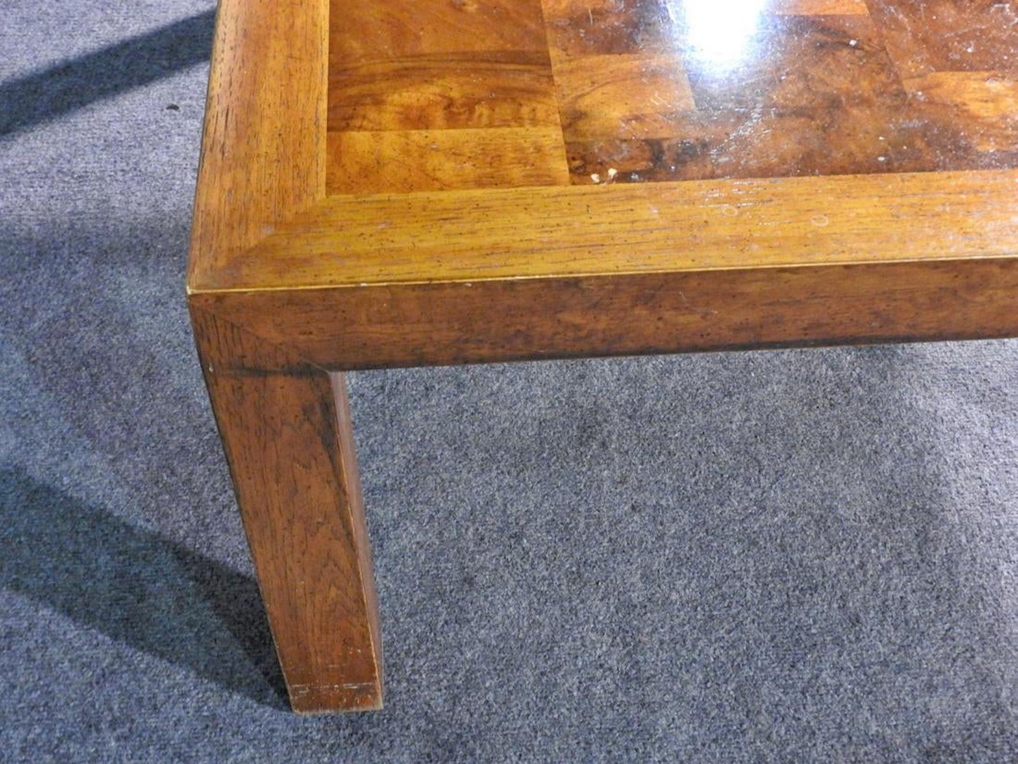 Mid-Century Modern Midcentury Table with Burl Patchwork