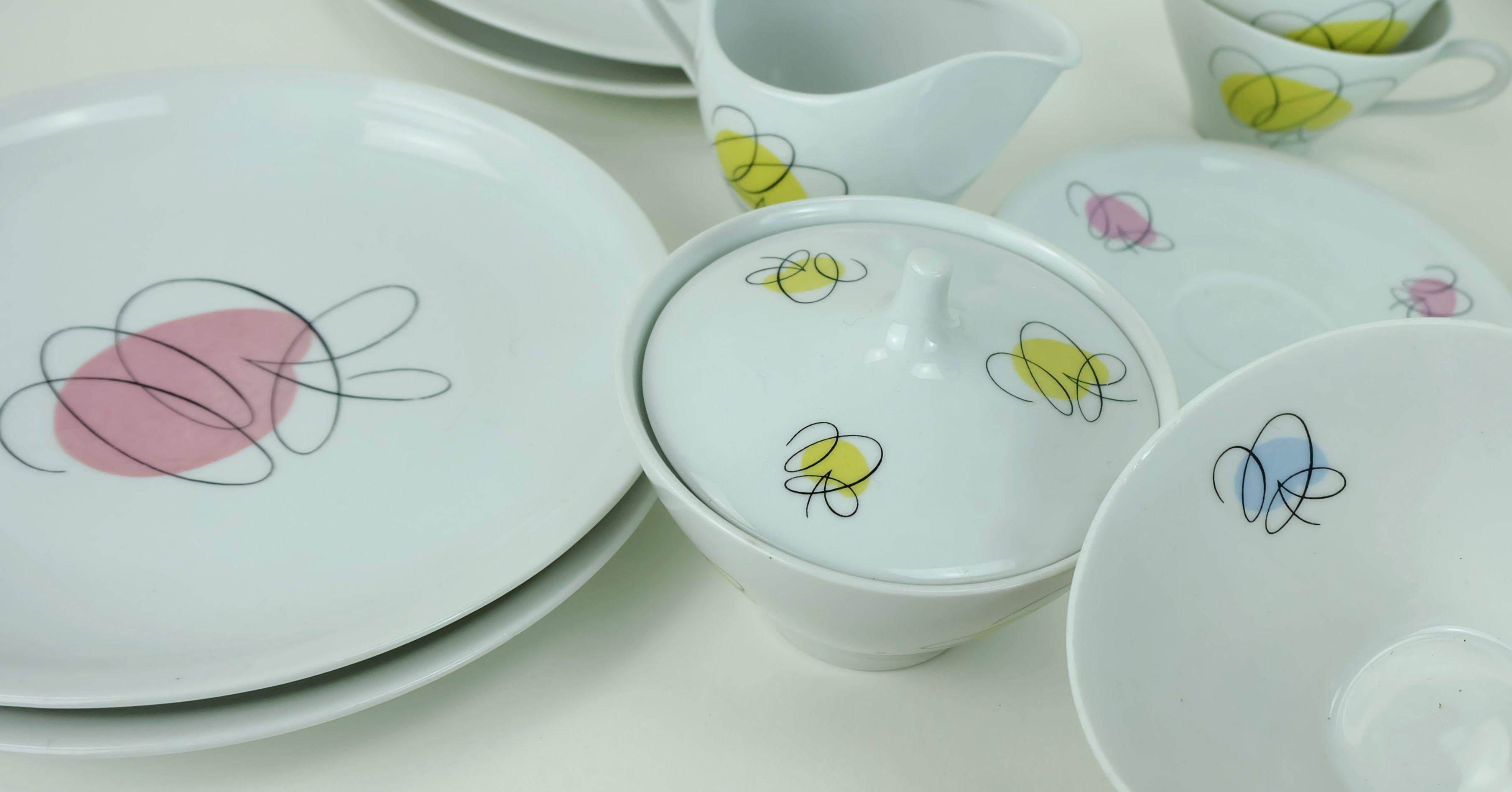 TABLEWARE schimmerndes abstraktes Bavaria-Dekor aus der Mitte des Jahrhunderts in Pastellfarben 1950er Jahre im Angebot 3