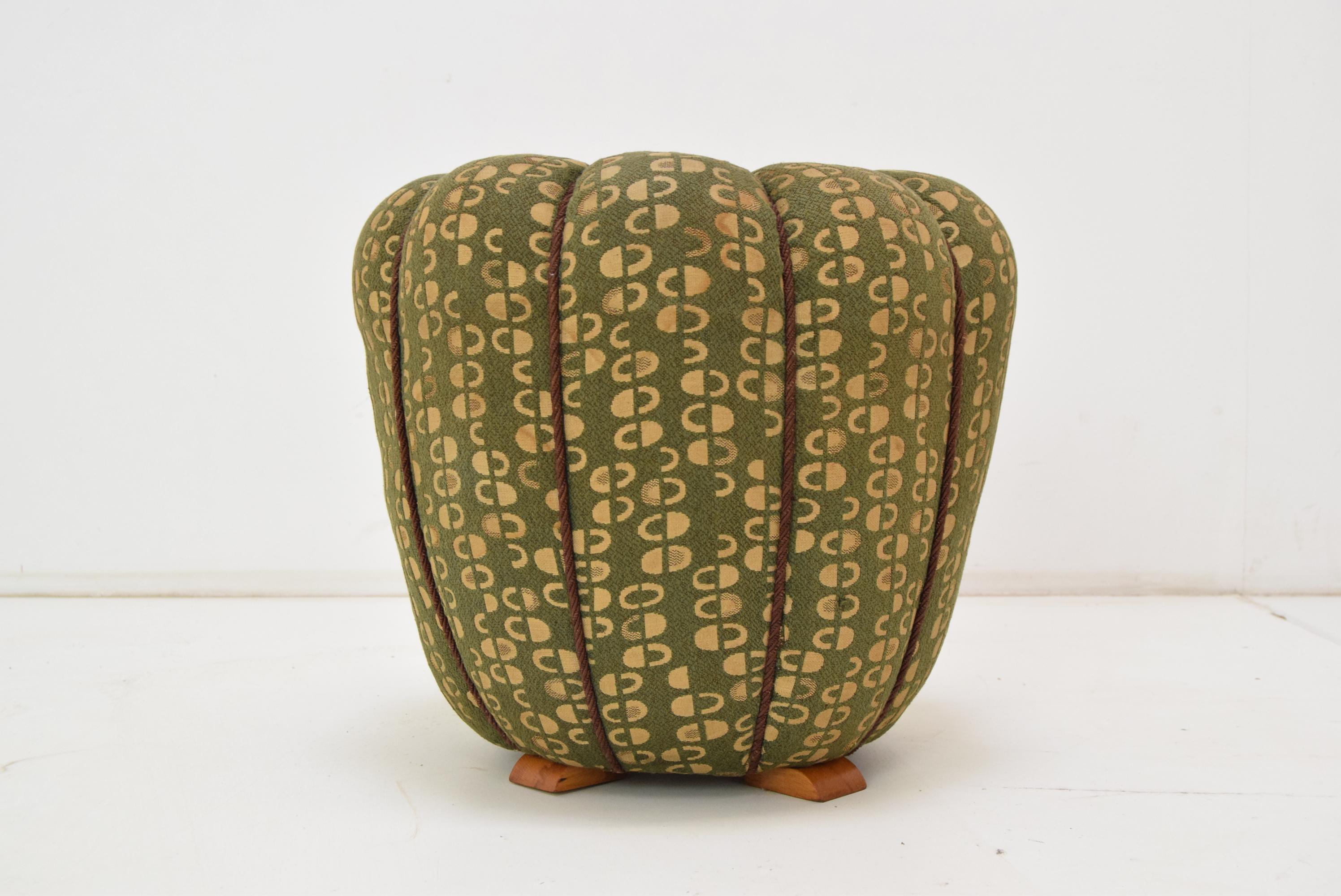 Mid-century Tabouret Designed by Jindrich Halabala, 1950's.  In Fair Condition For Sale In Praha, CZ