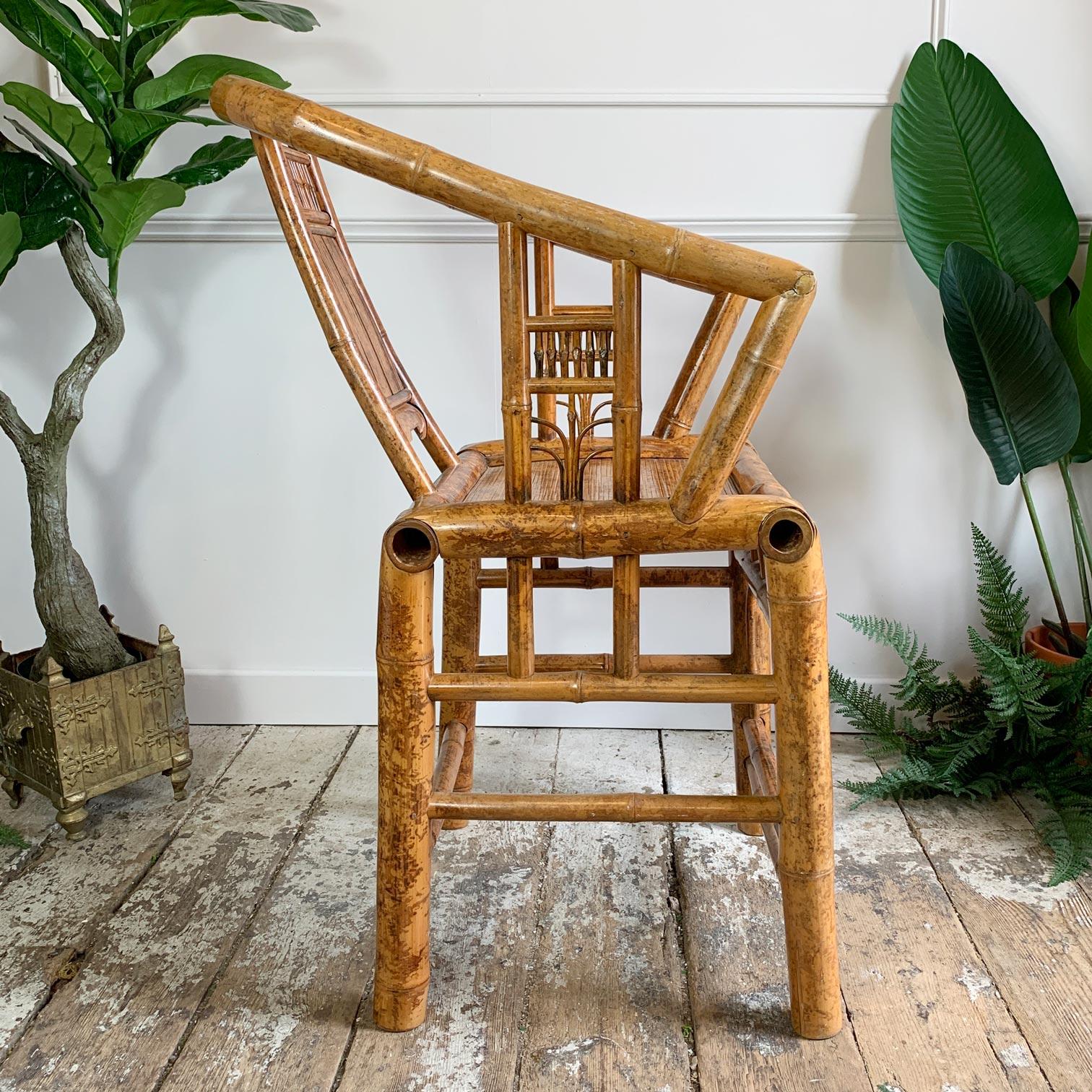 Mid Century Taiwanese Hand Made Bamboo Armchair For Sale 5