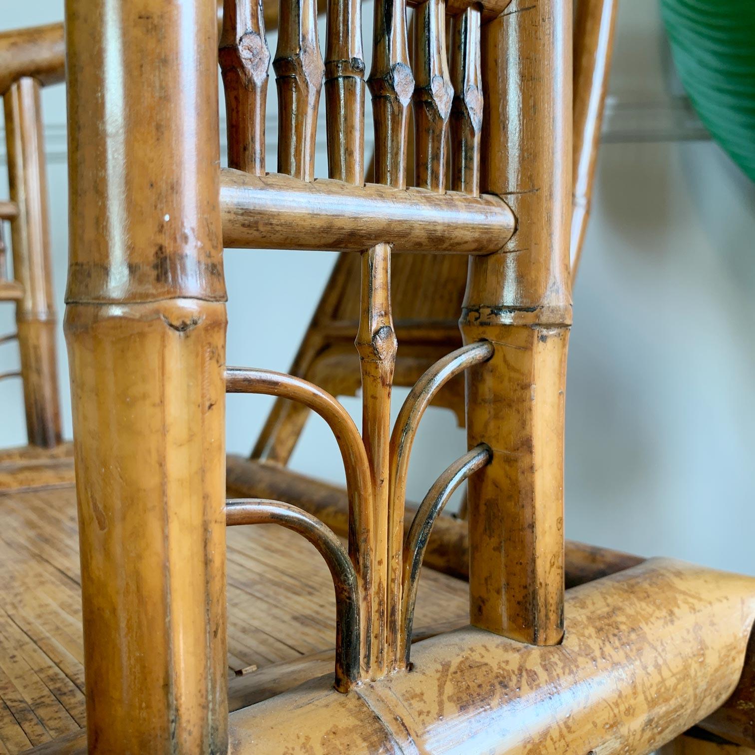 Mid Century Taiwanese Hand Made Bamboo Armchair In Good Condition For Sale In Hastings, GB