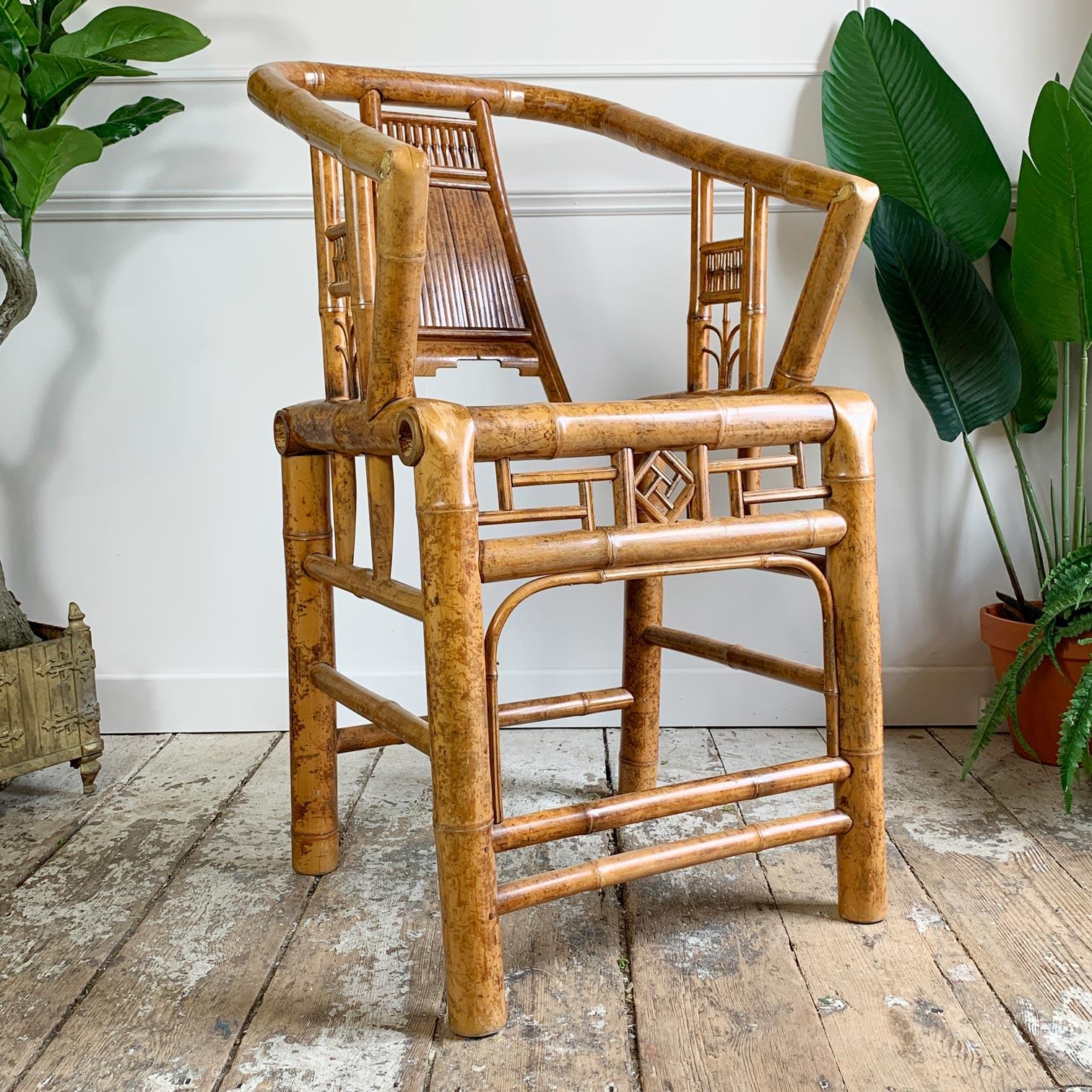 Mid Century Taiwanese Hand Made Bamboo Armchair For Sale 1