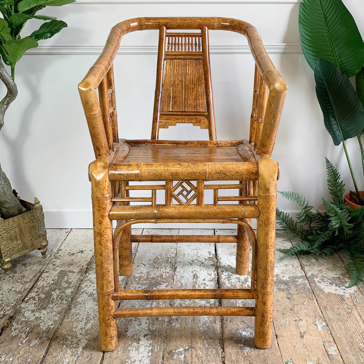 Mid Century Taiwanese Hand Made Bamboo Armchair For Sale 3