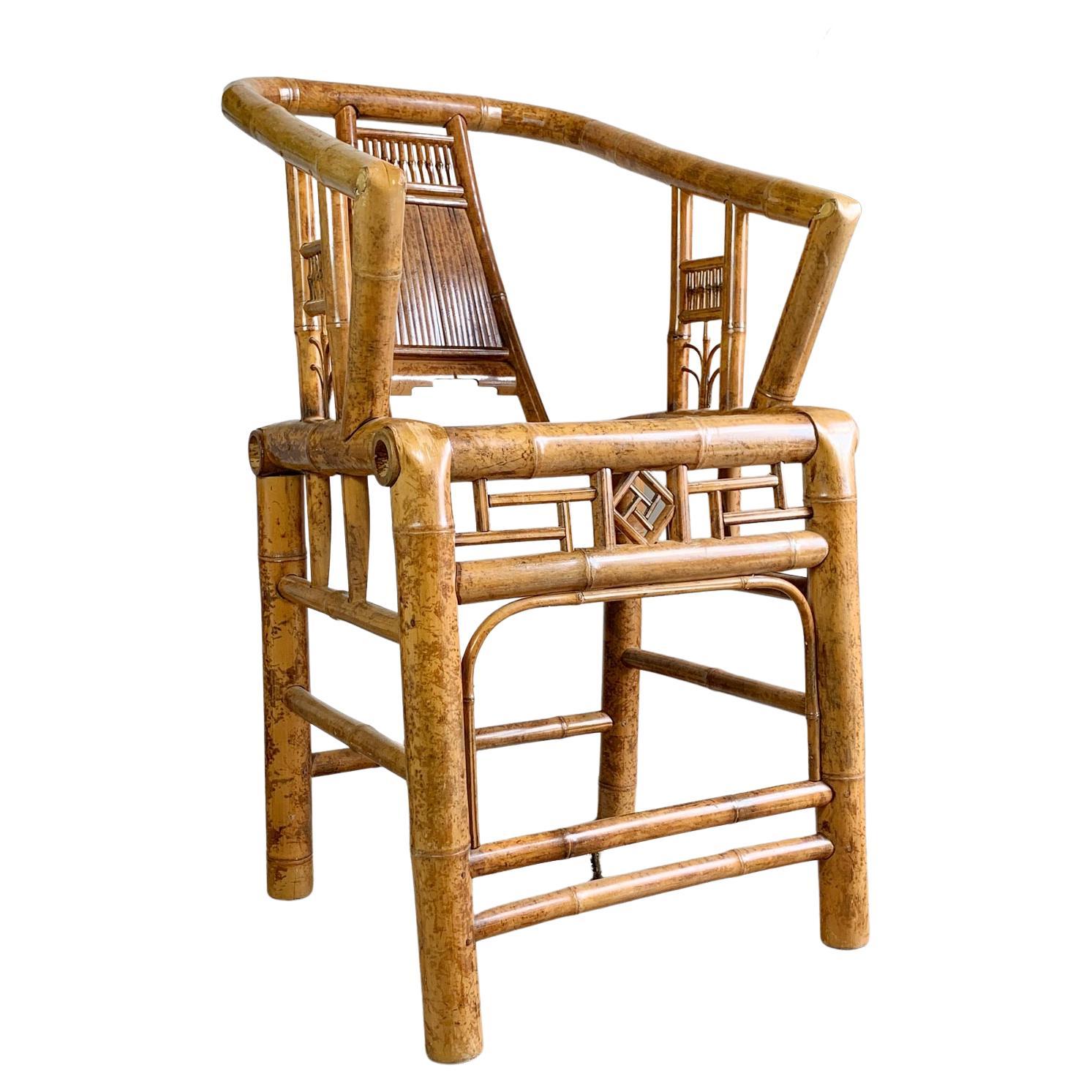 Mid Century Taiwanese Hand Made Bamboo Armchair For Sale