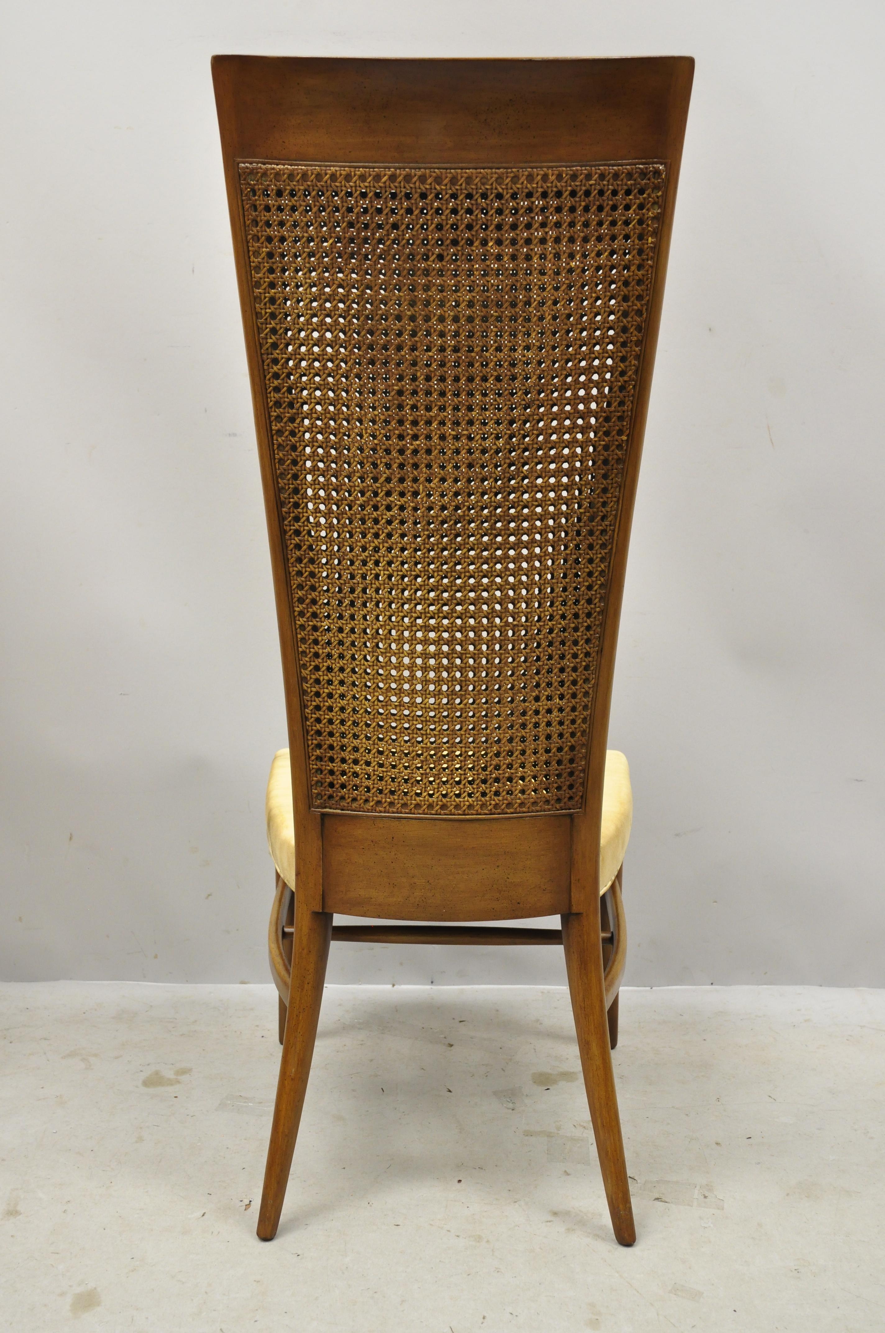 Mid-Century Modern Midcentury Tall Cane Back Klismos Gibbings Style Dining Chairs, Set of 4