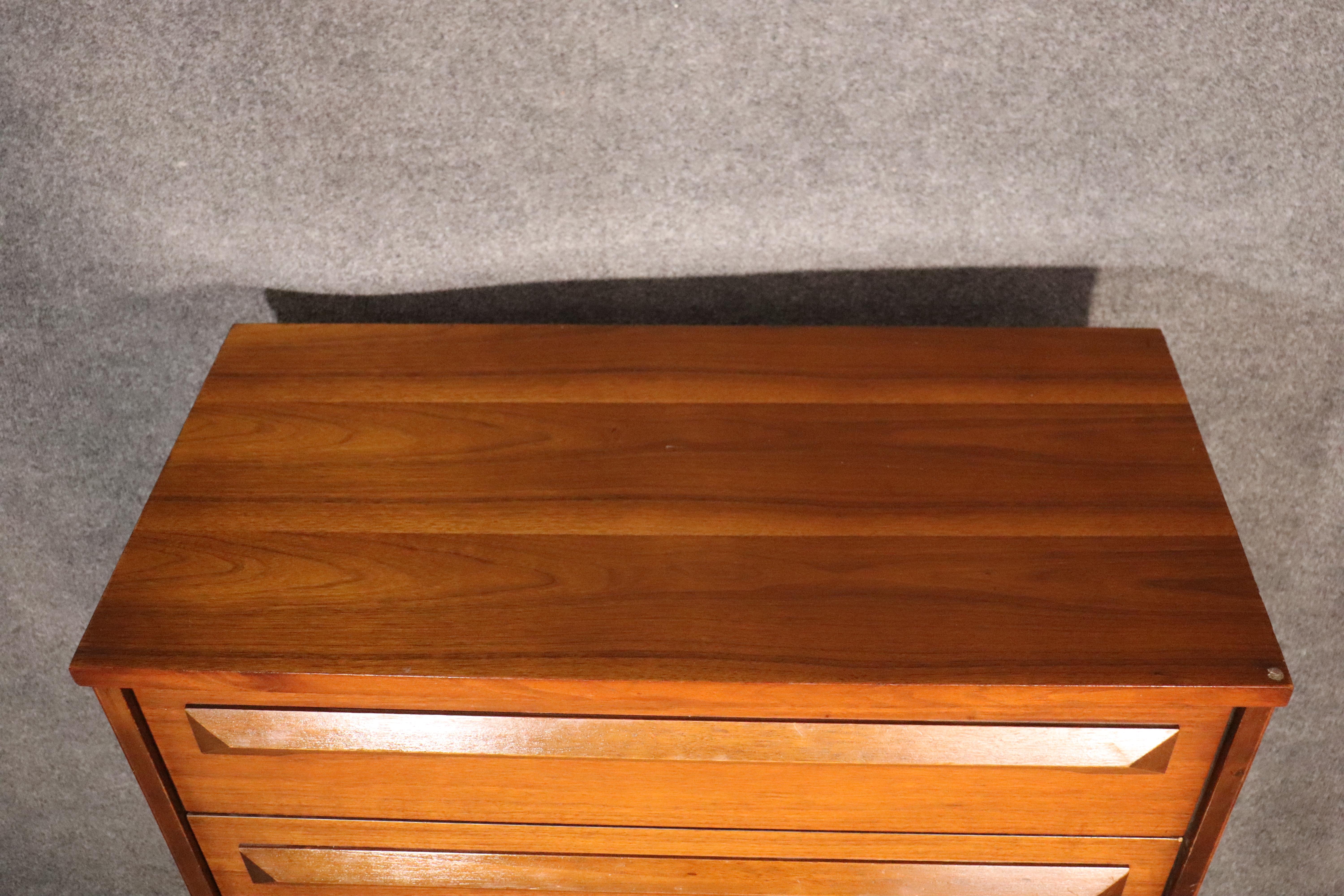 Walnut Mid-Century Tall Chest of Drawers For Sale