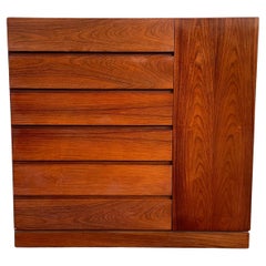 Mid-Century Tall Danish Modern Rosewood Dresser Wardrobe 12-Drawer Denmark