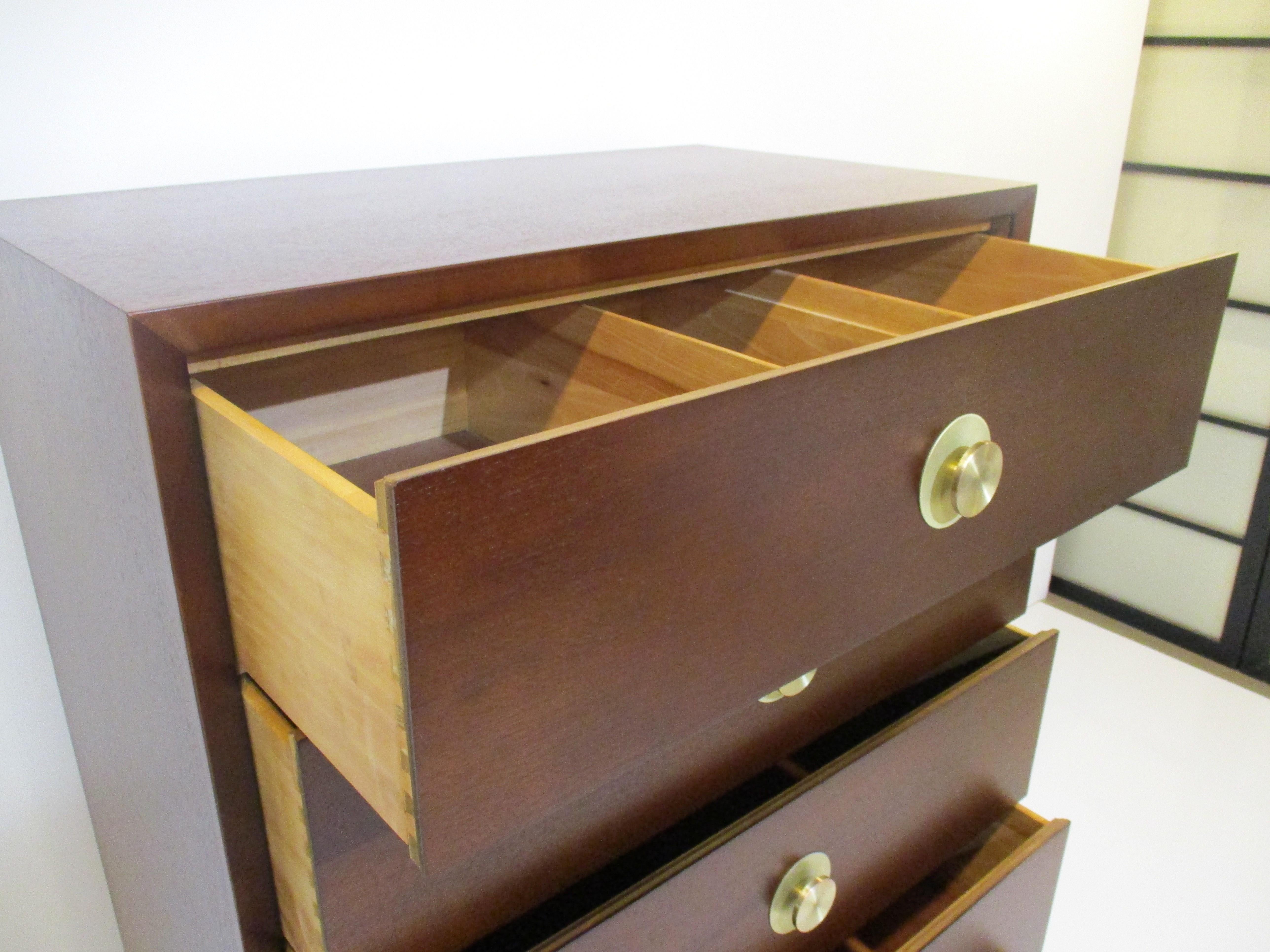 20th Century Mid Century Tall Dresser Chest in the Style of Widdicomb