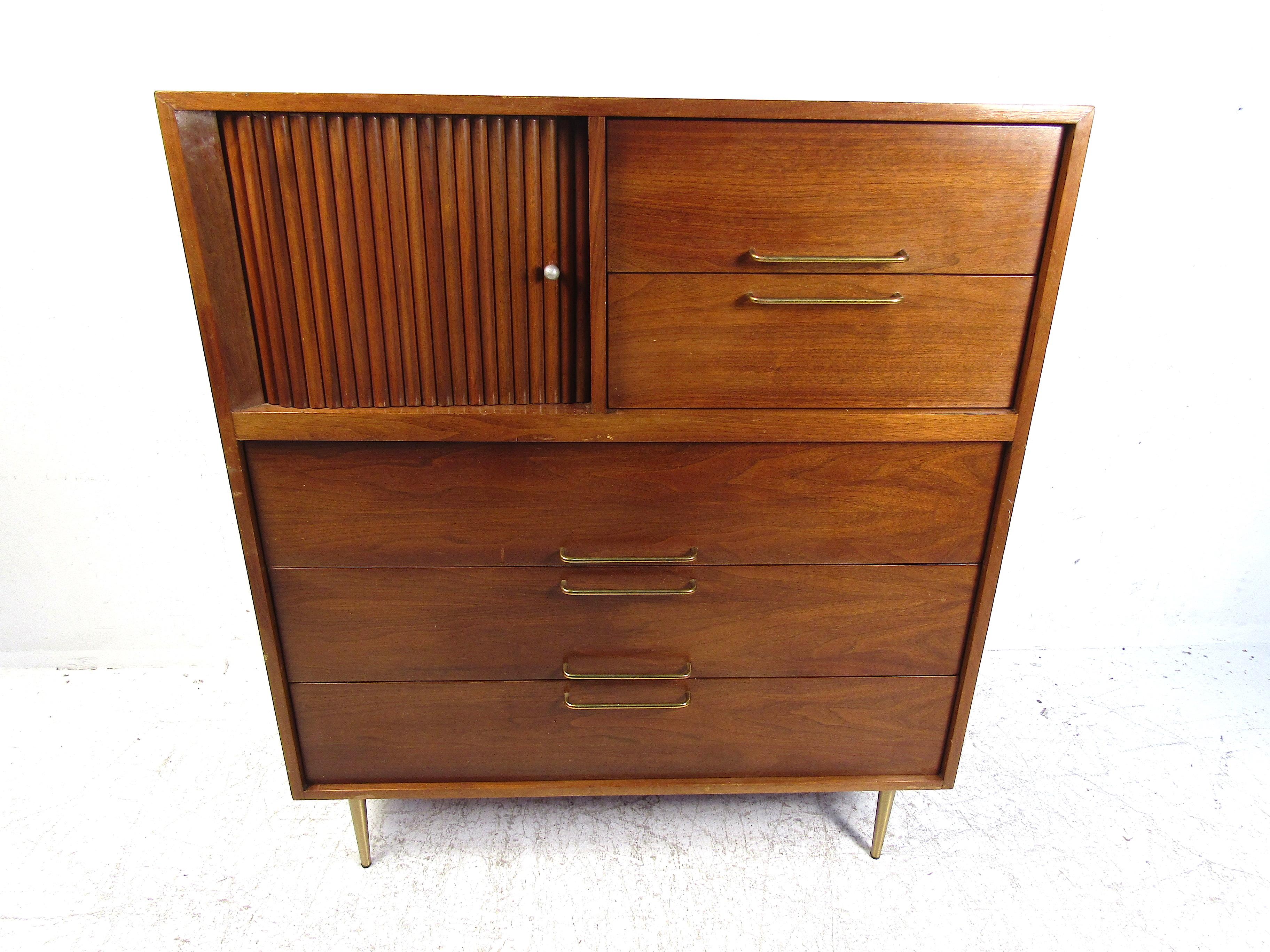 Mid-Century Modern Midcentury Tall Dresser in Walnut For Sale